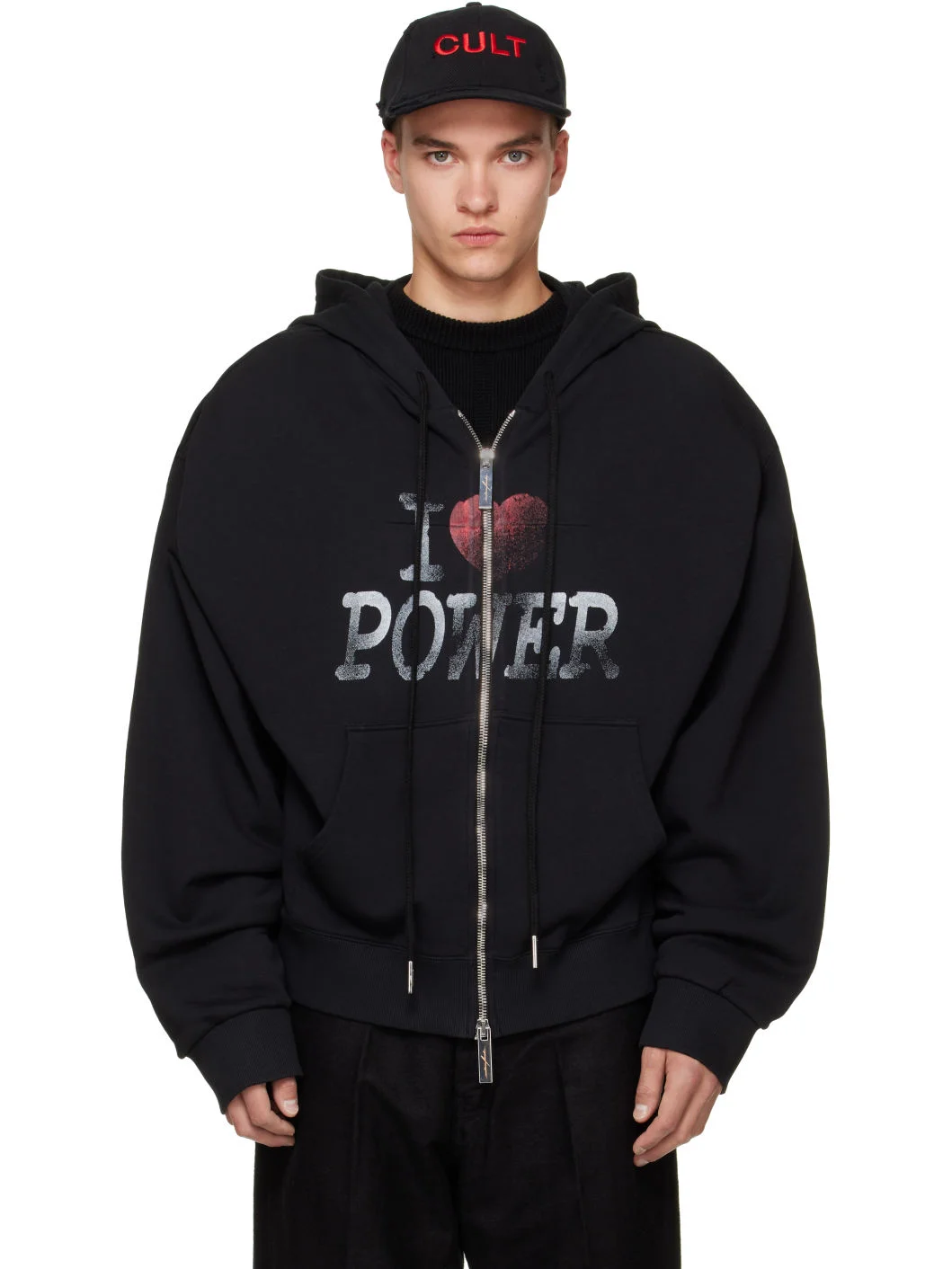 Black 'I Love Power' Hoodie - 1