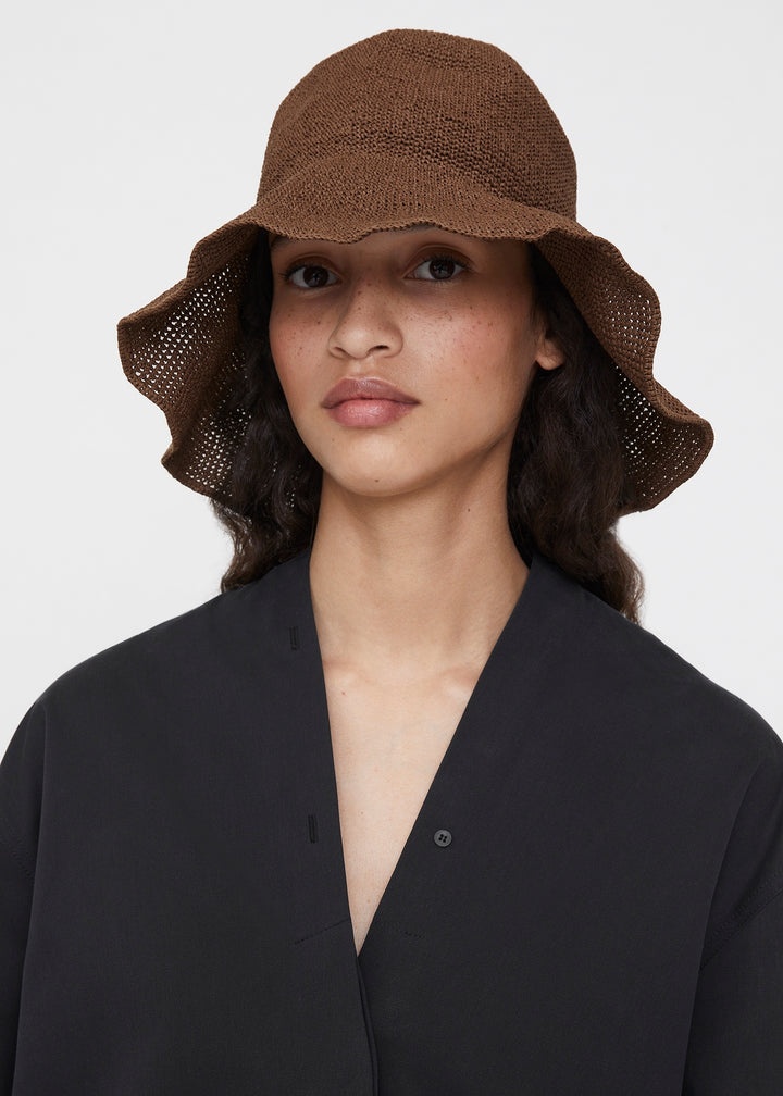 Paper straw hat sun bleached brown - 2
