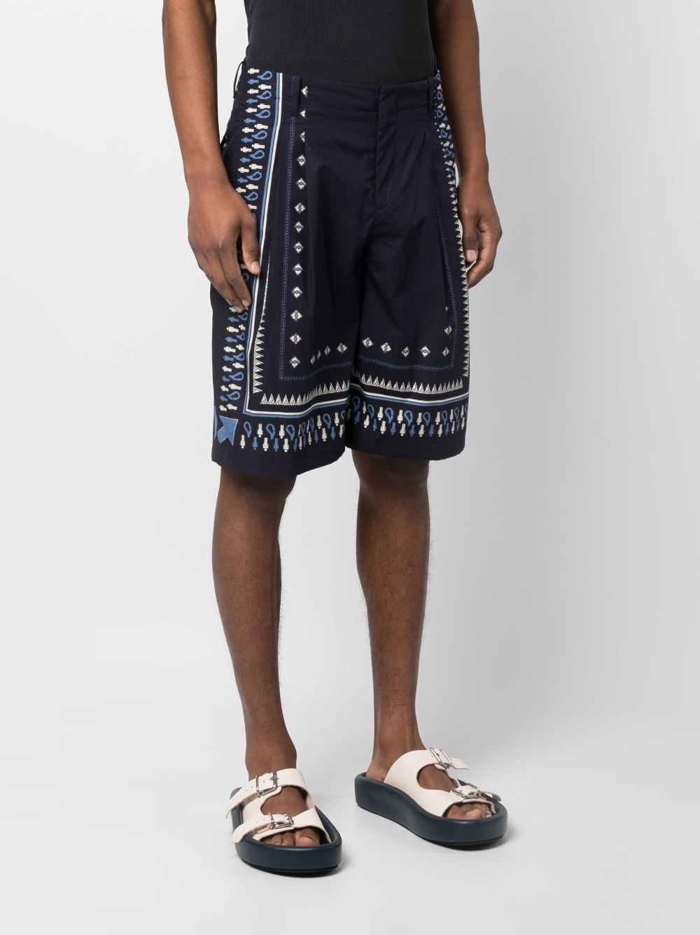 geometric-print tailored shorts - 3
