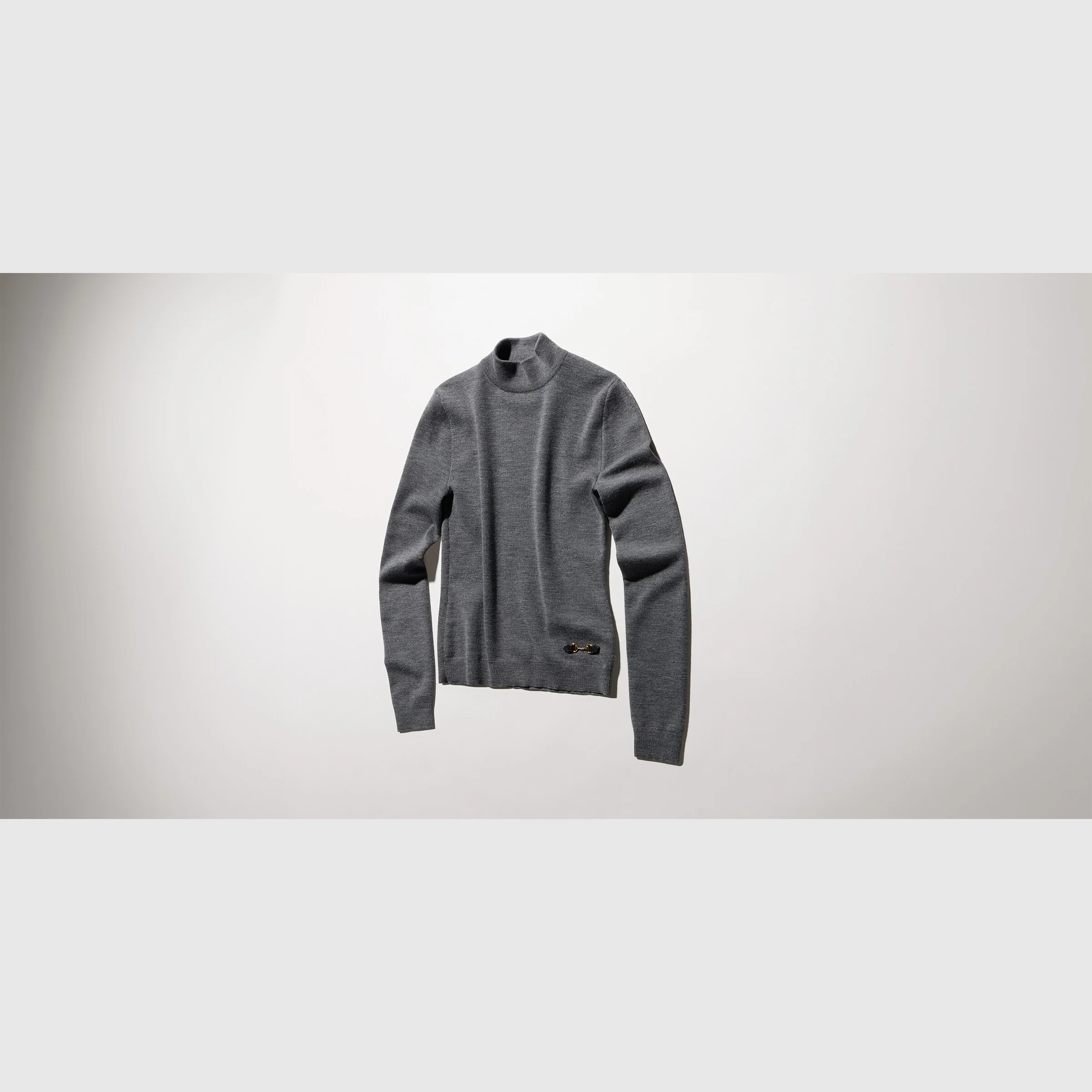 Fine rib knit wool top with Horsebit - 1