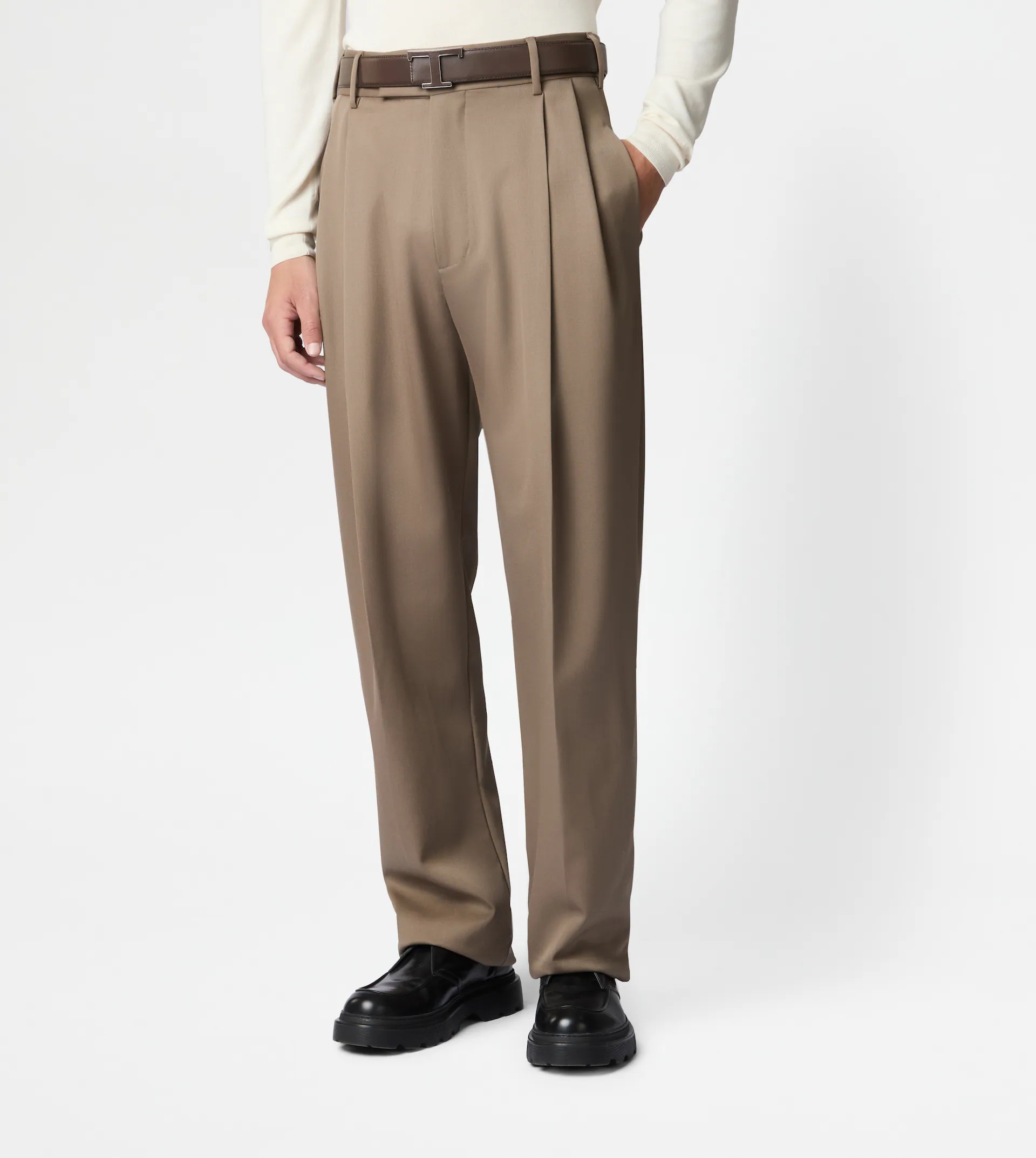 CARROT PANTS IN WOOL - BEIGE - 4