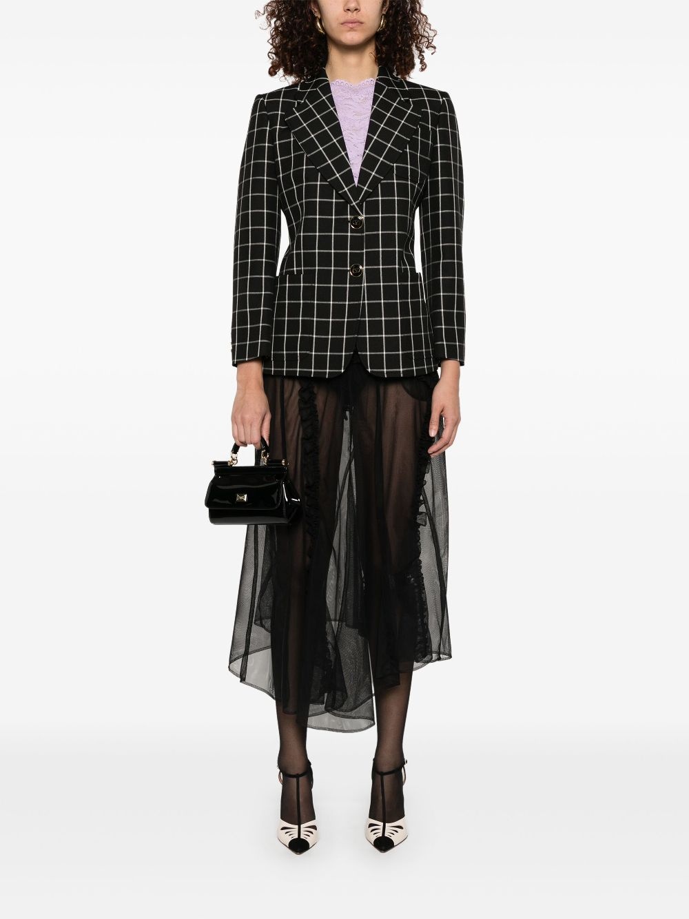 grid-pattern blazer - 2