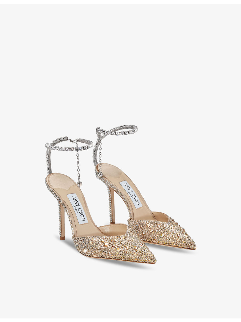 Saeda 100 crystal-embellished satin heeled courts - 4