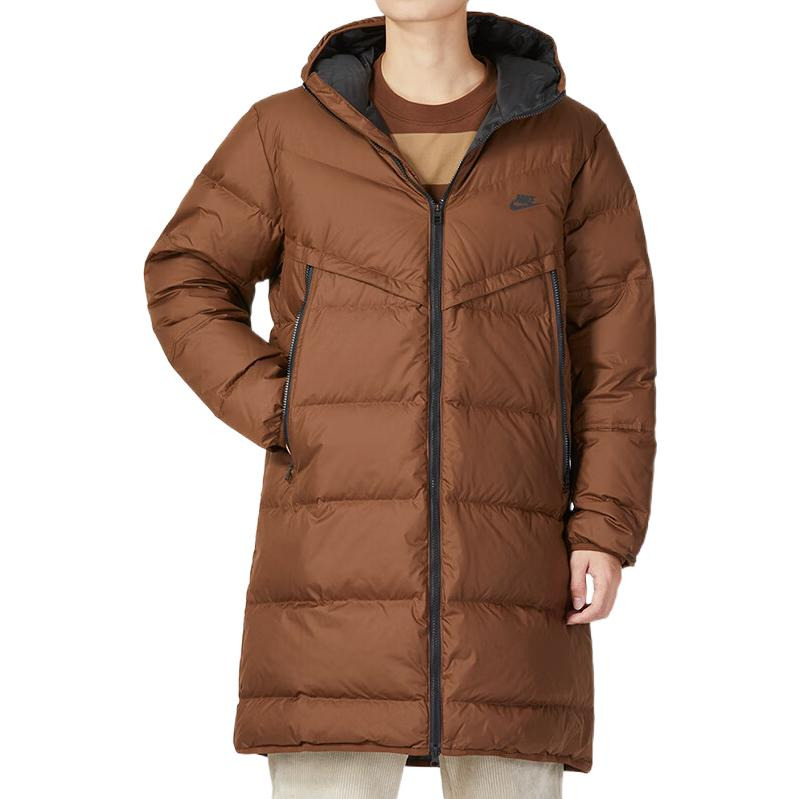 Nike hooded puffer long coat 'Brown' DV1134-259 - 5