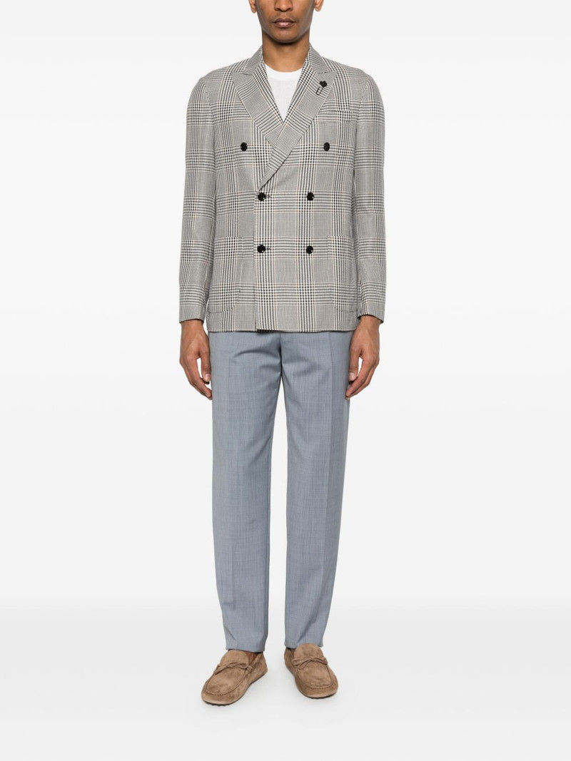 LARDINI double-breasted checked blazer outlook