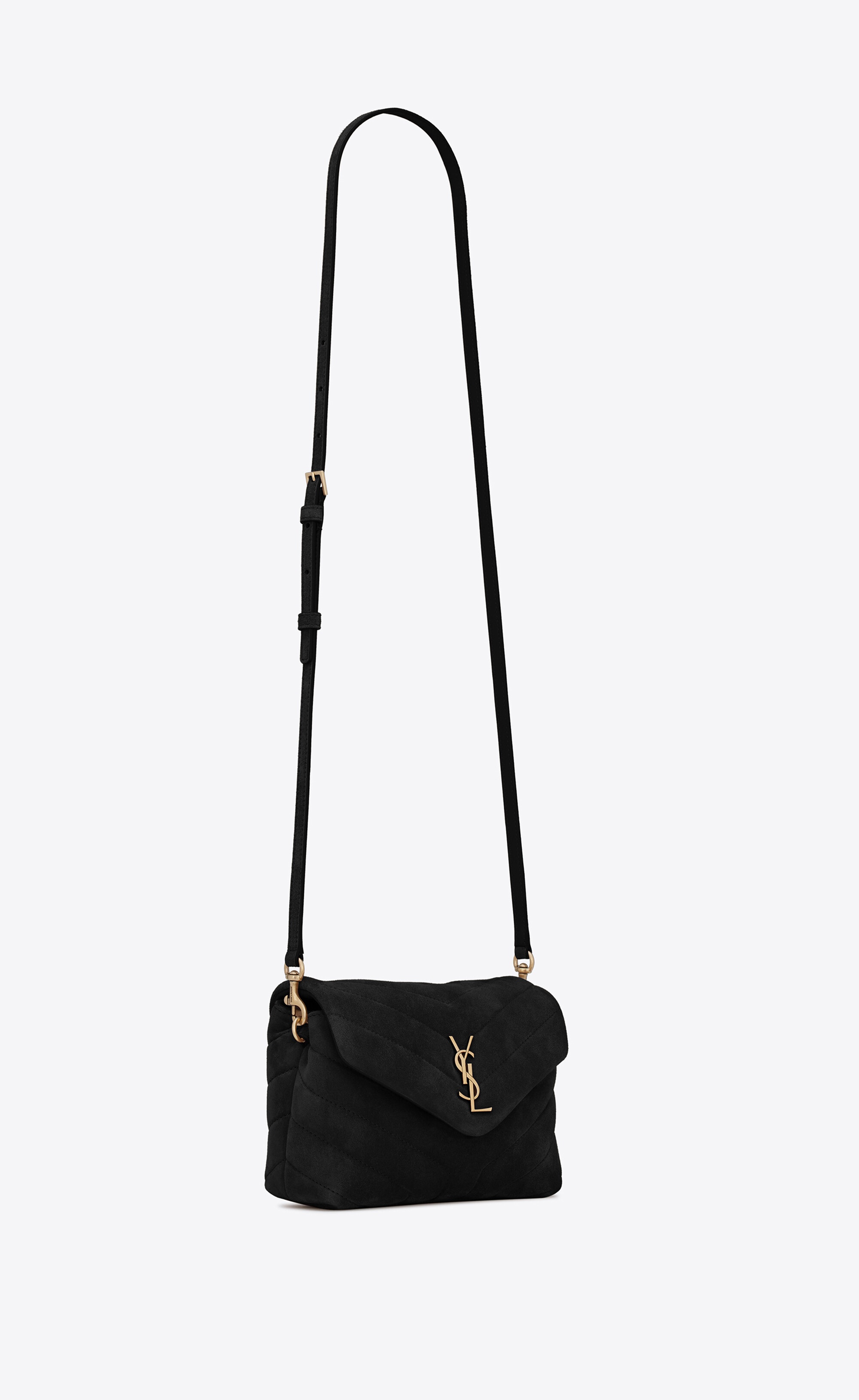 loulou toy strap bag in suede and quilted leather - 6