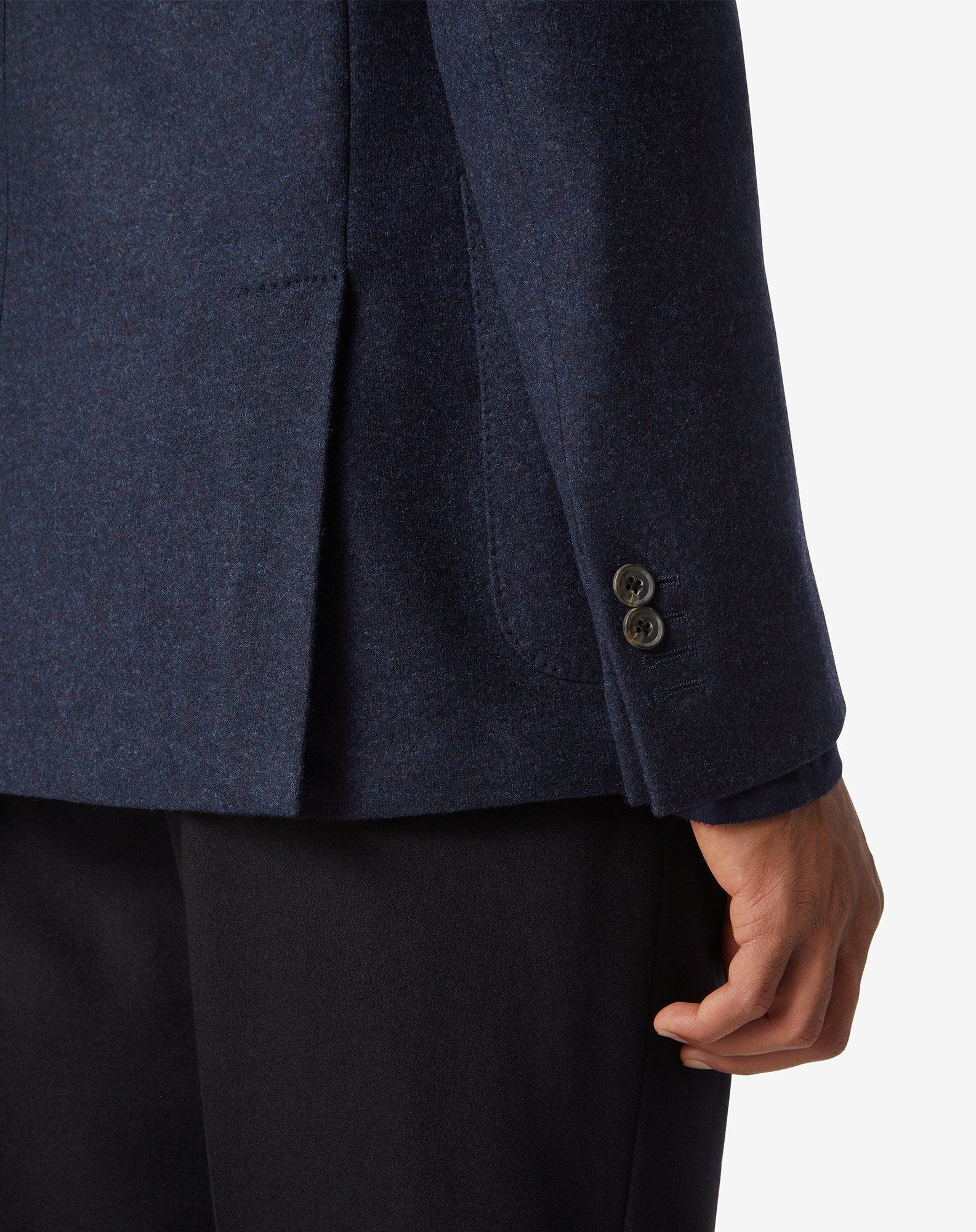 Navy blue 2-button jersey wool jacket - 5