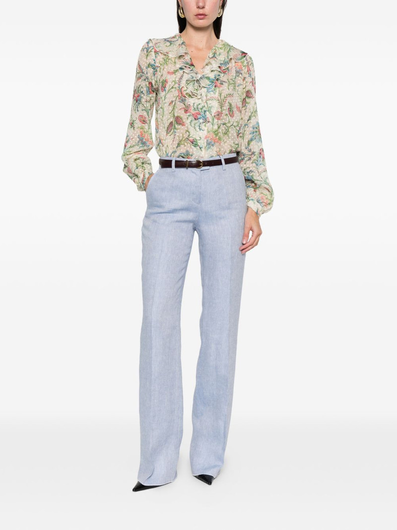 Etro ruffled floral top outlook