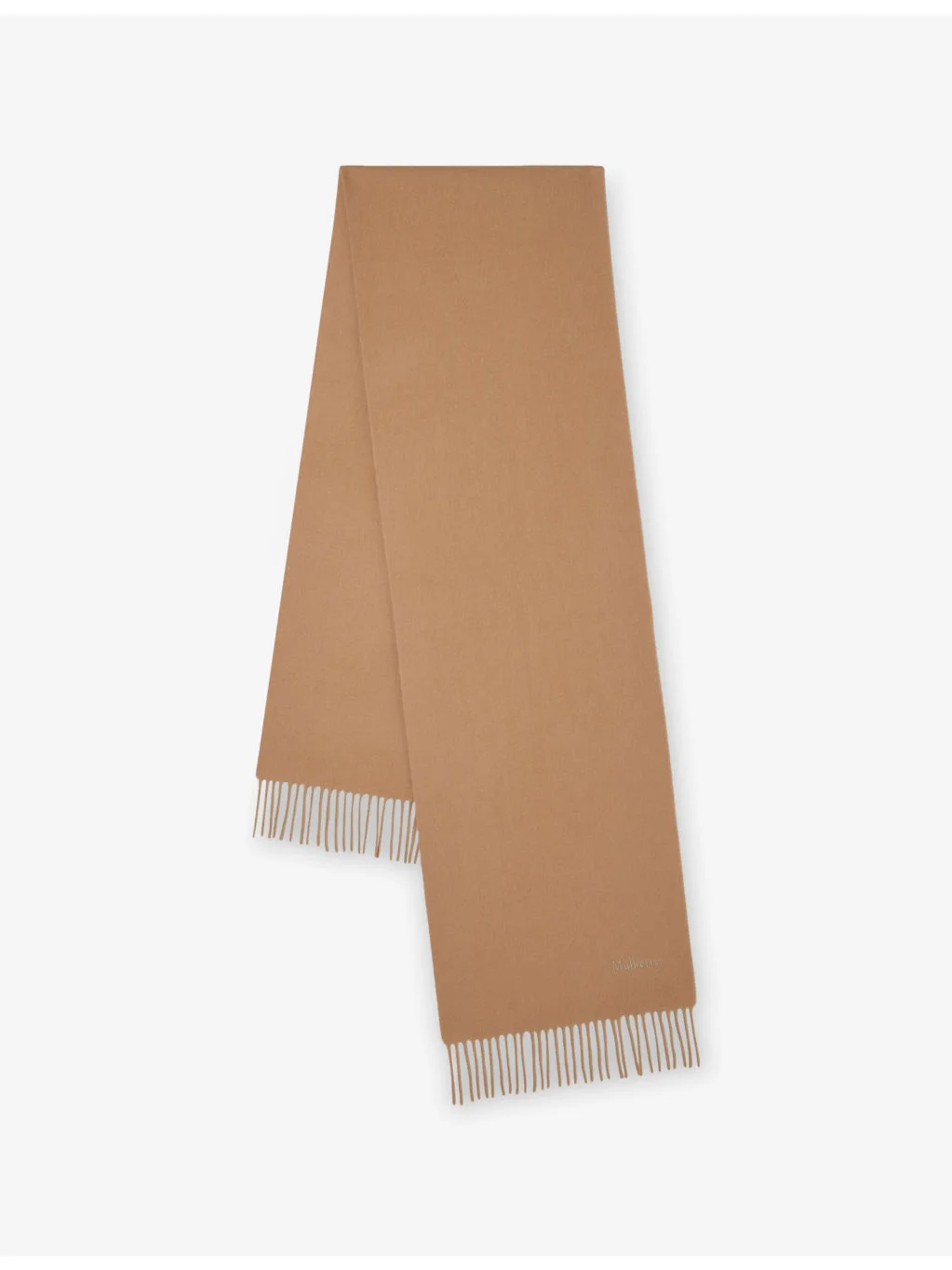 Branded Fringed Wool Scarf - 1