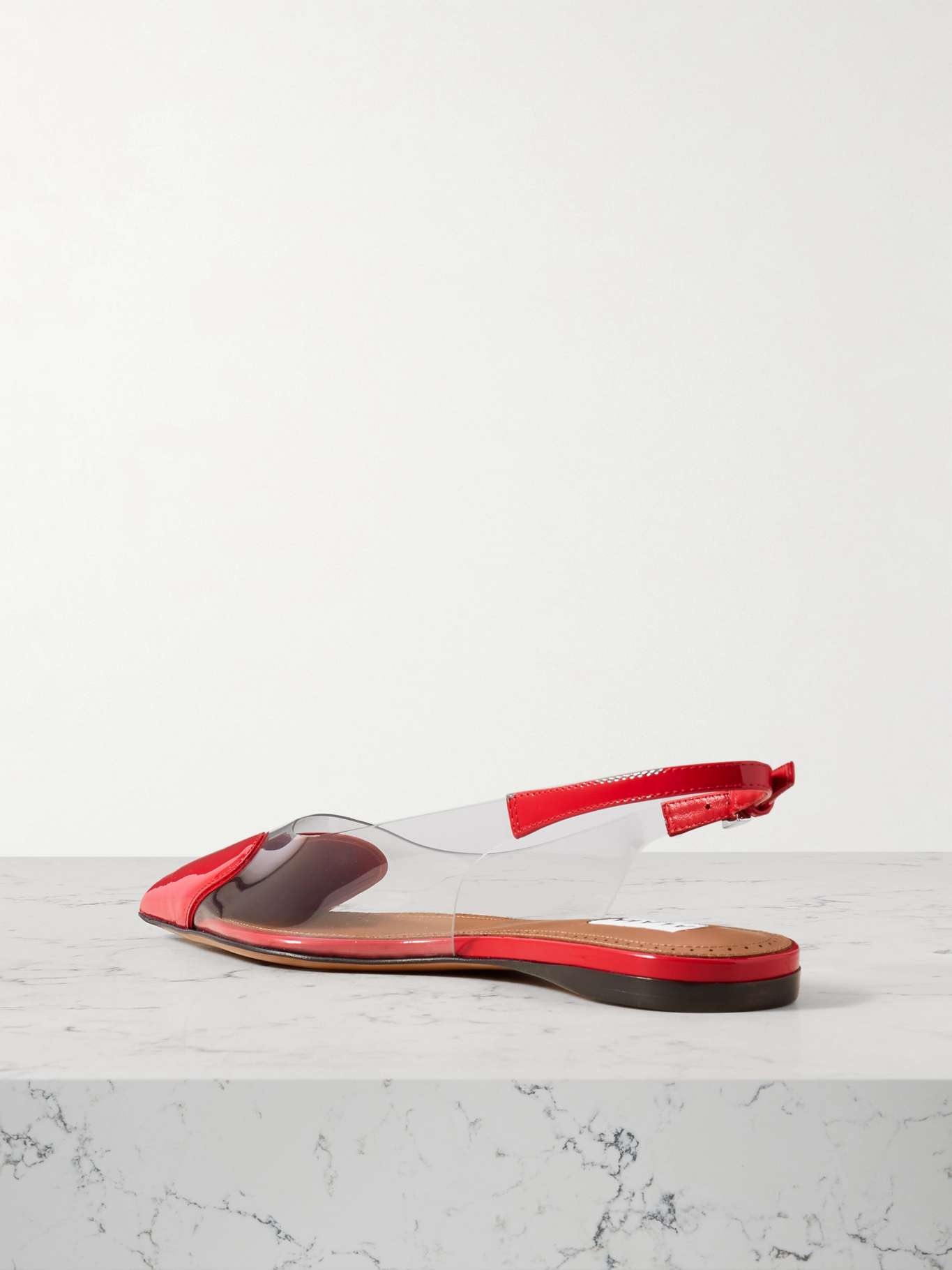 Le Cœur PU and patent-leather slingback point-toe flats Red - 3