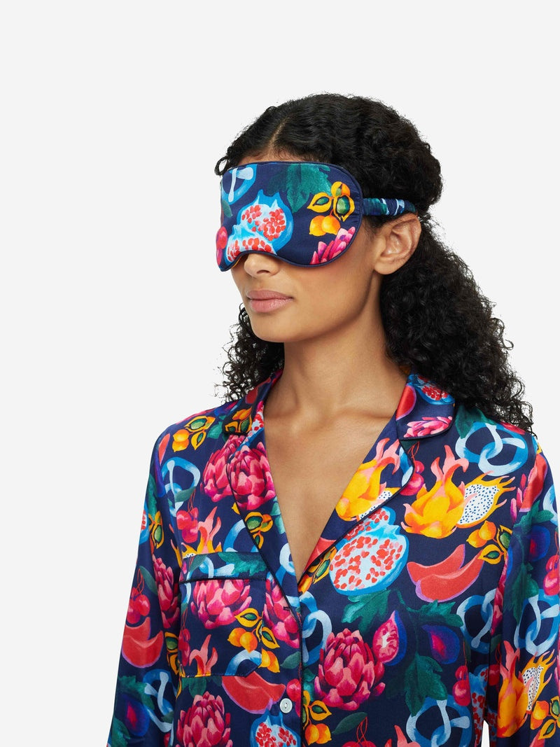 Eye Mask Brindisi 78 Silk Satin Navy 4