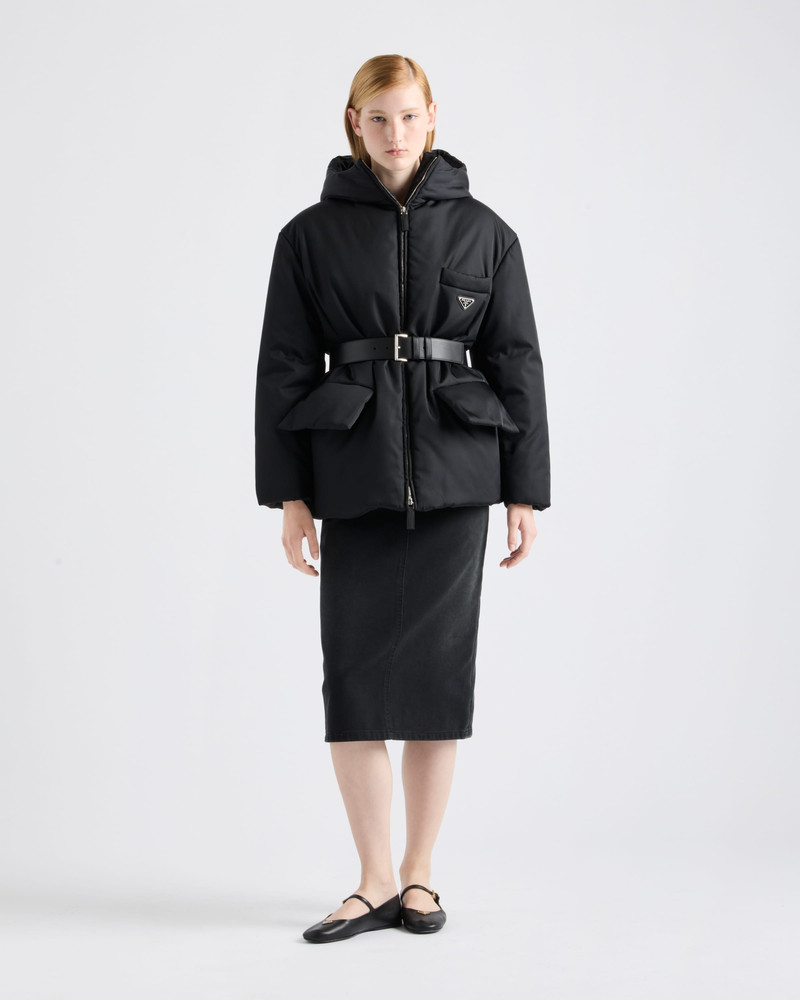Prada Re-Nylon hooded down jacket outlook