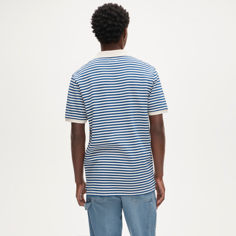 Piqué johnny-collar polo shirt in stripe 4