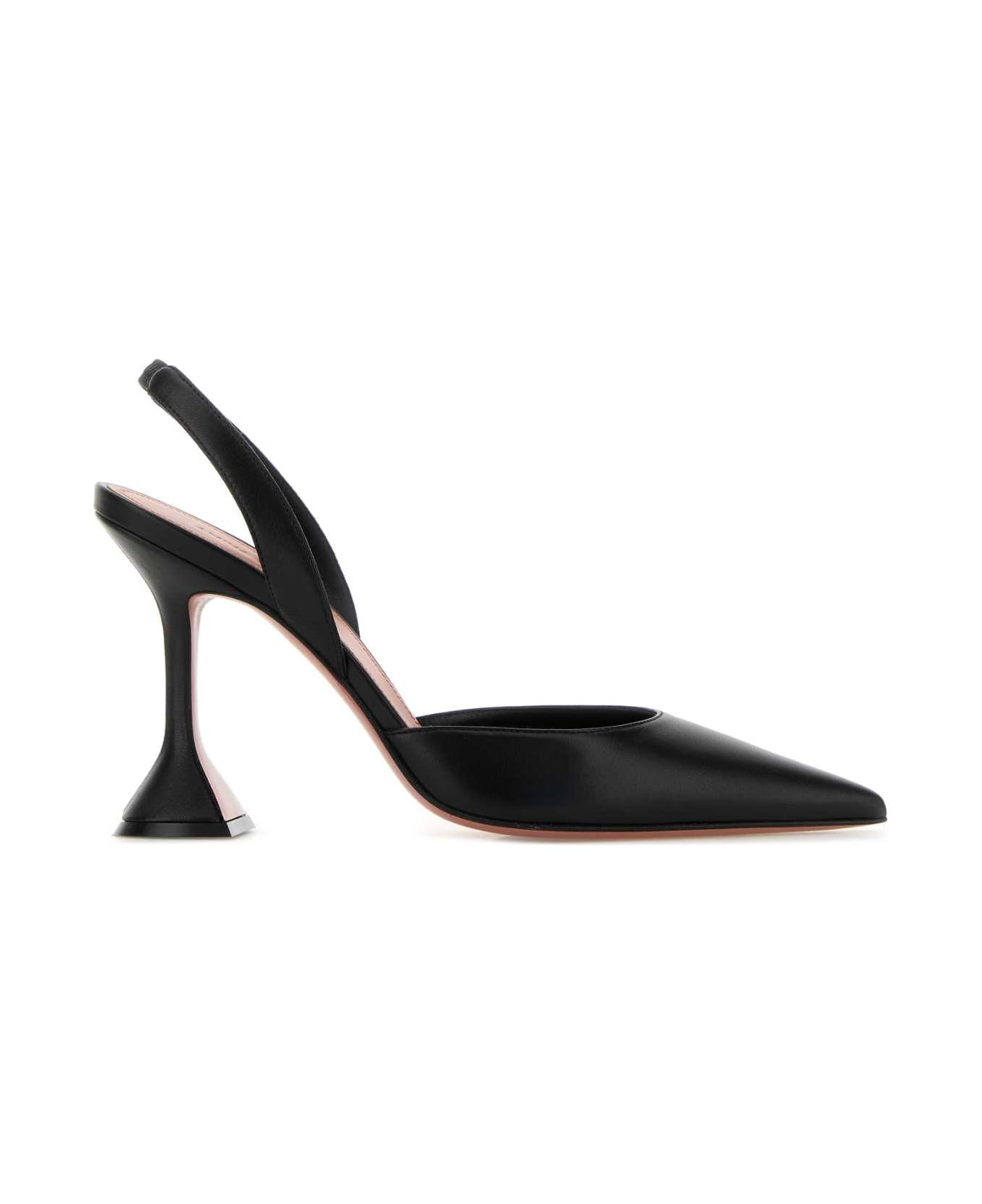 Black Nappa Leather Holli Sling Pumps - 1