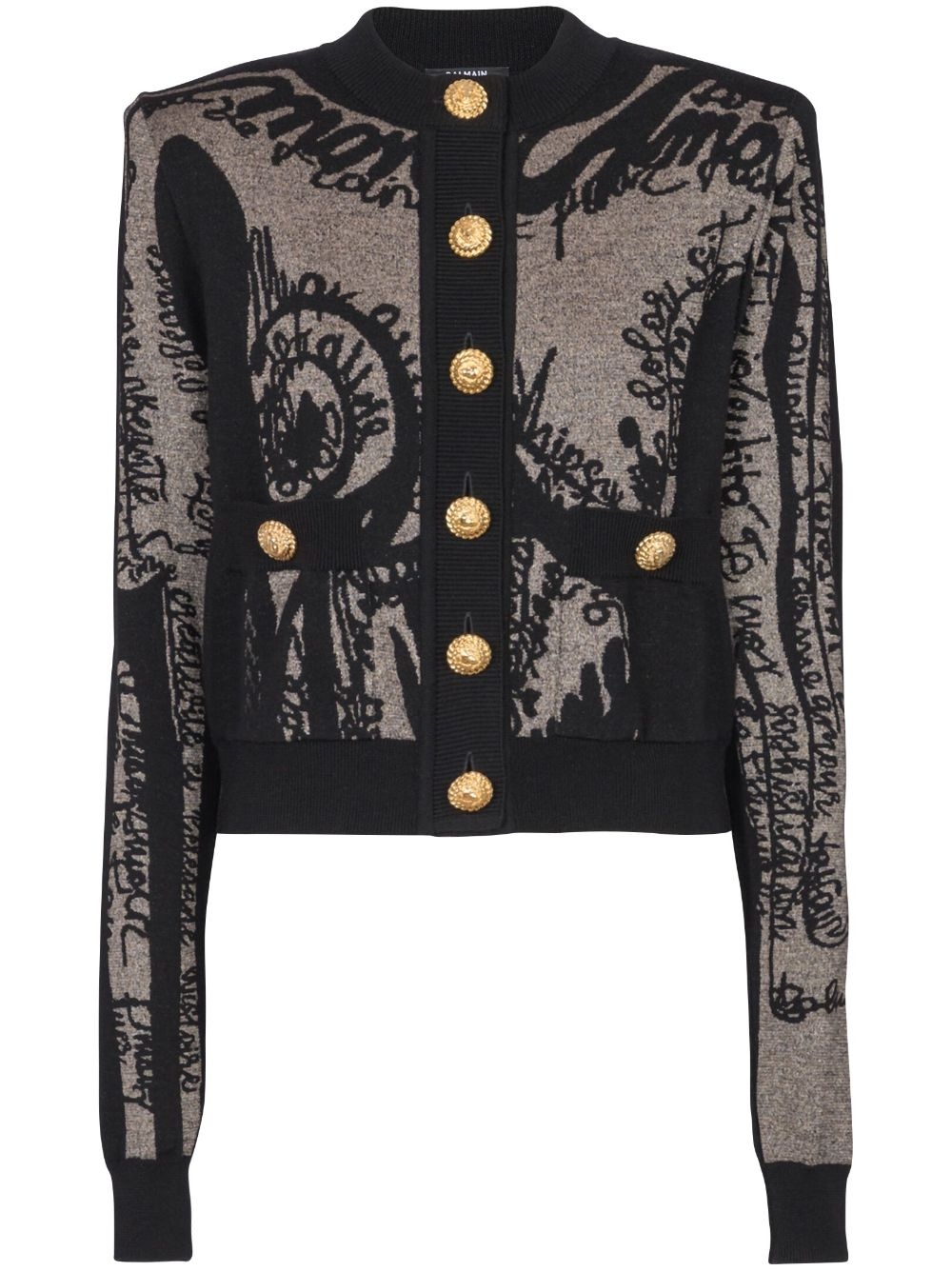 intarsia-knit logo cardigan - 1