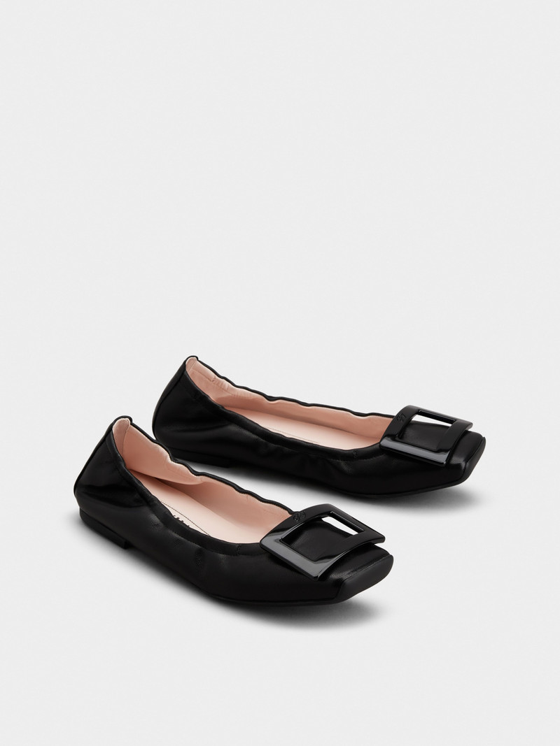 Roger Vivier Viv' Pockette Lacquered Buckle Ballerinas in Nappa Leather outlook