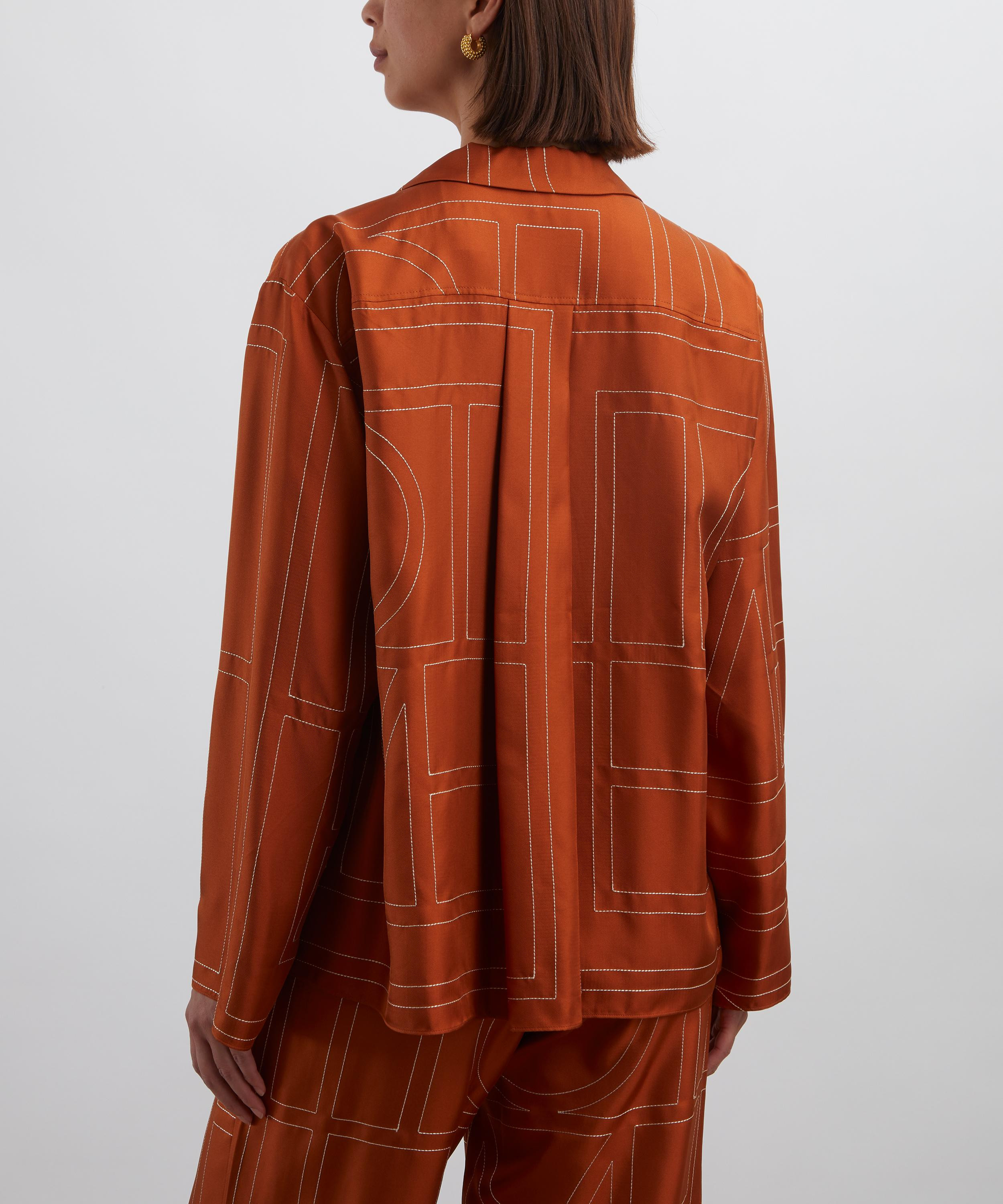 Terracotta Monogram Silk Pyjama Top - 4
