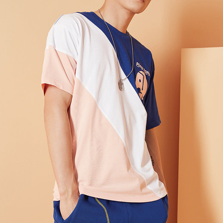 Li-Ning Paris fashion week SS20 Series Colorblock Short Sleeve 'Navy Blue White Pink' AHSQ281-1 - 3