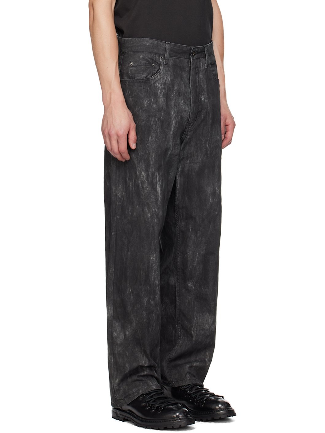 Black Distressed Print RF Jeans - 2