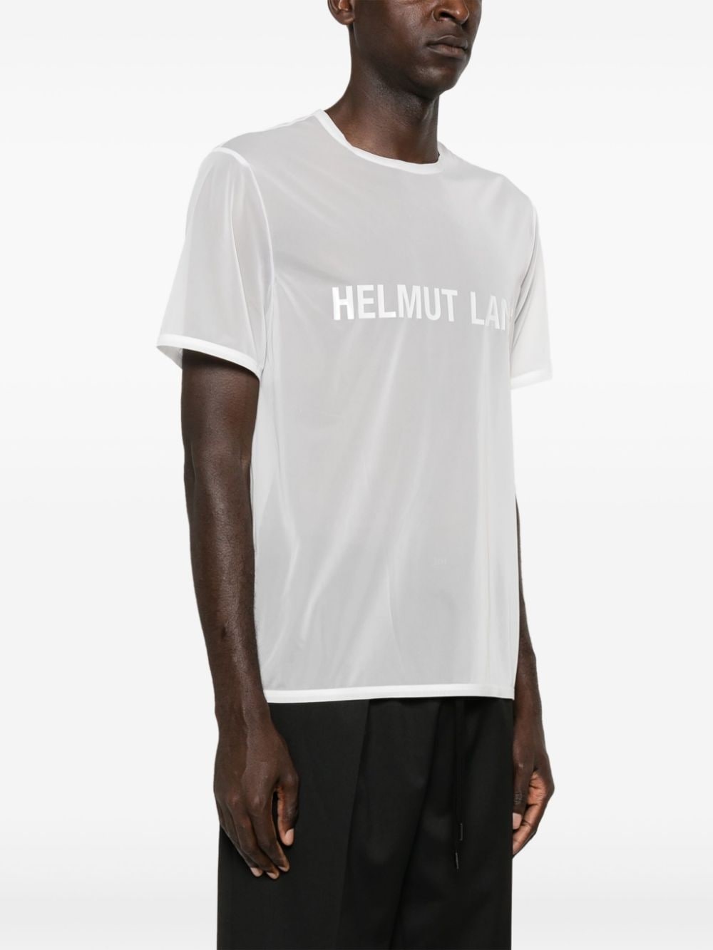 logo-print sheer T-shirt - 4