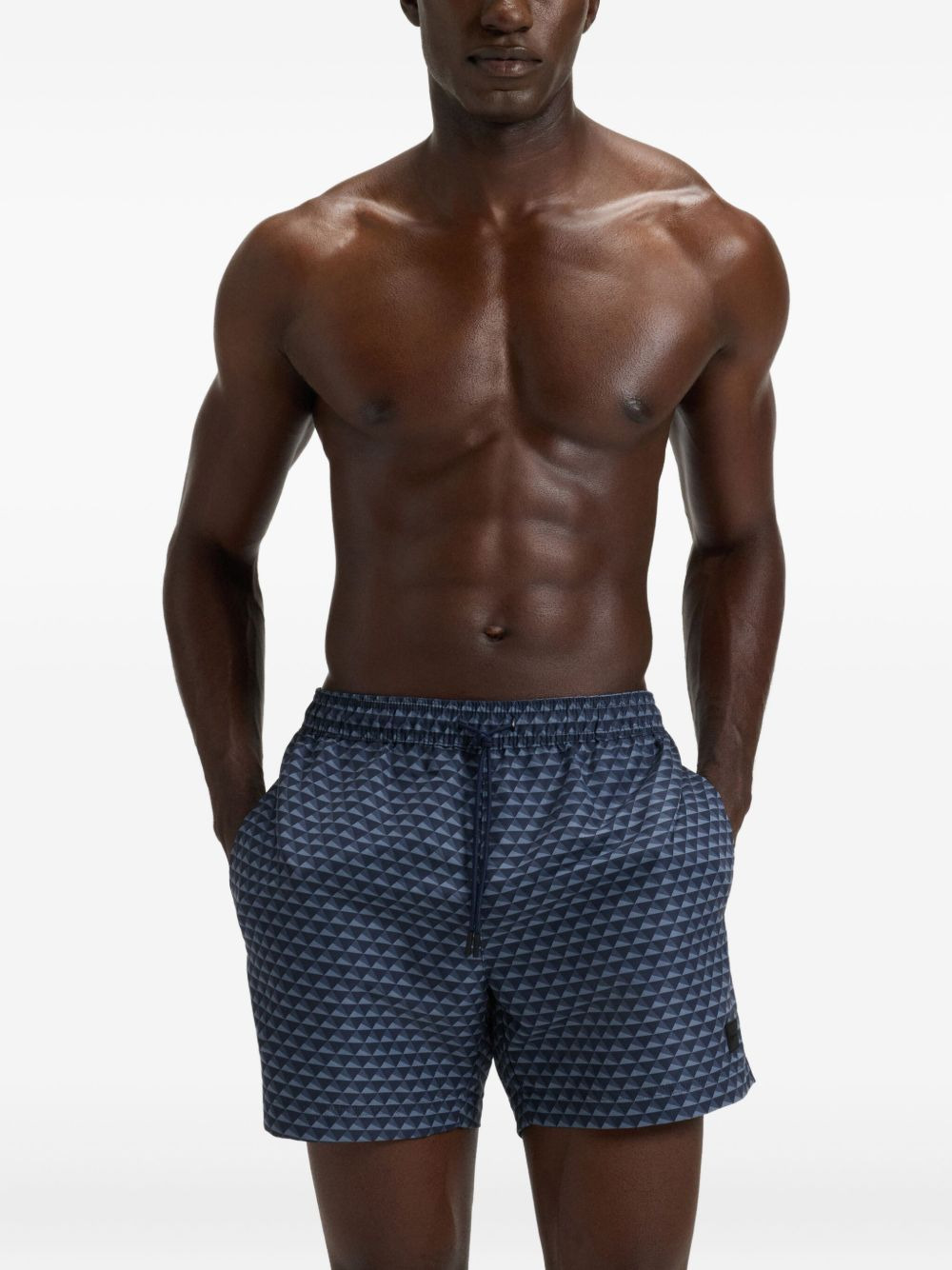 geometric-print swim shorts - 2