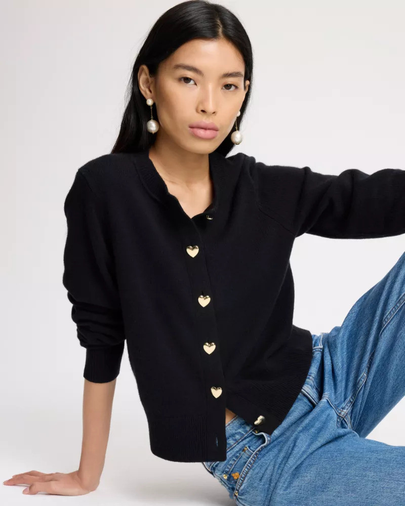 kate spade Gold Heart Button Nell Cardigan outlook