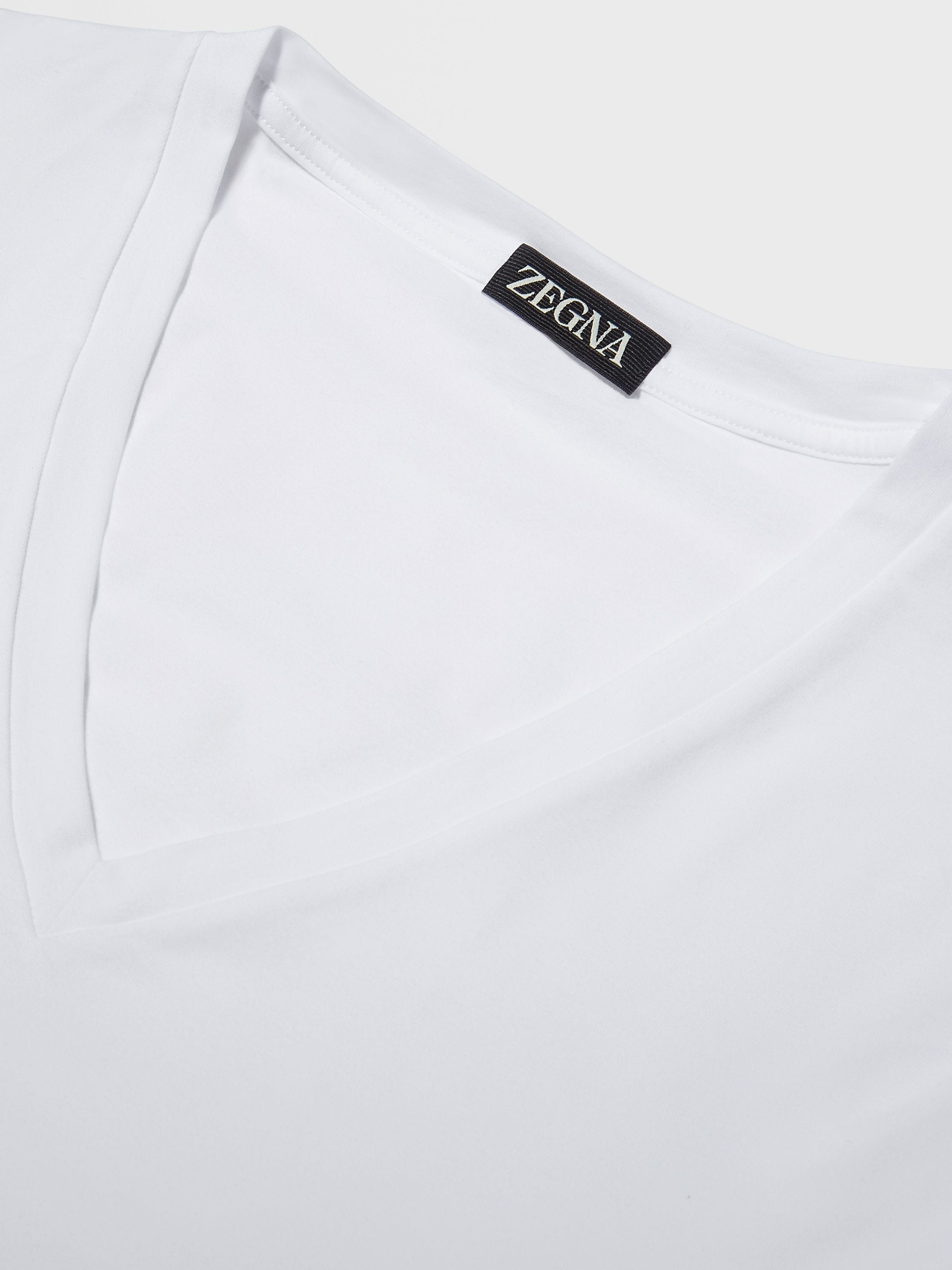 WHITE STRETCH COTTON T-SHIRT - 2