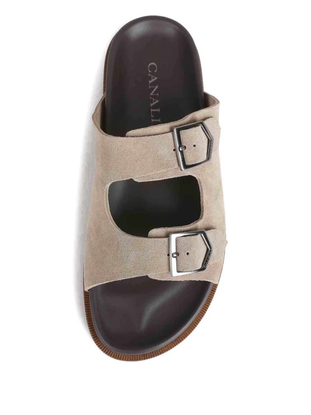 double-buckle suede sandals - 3