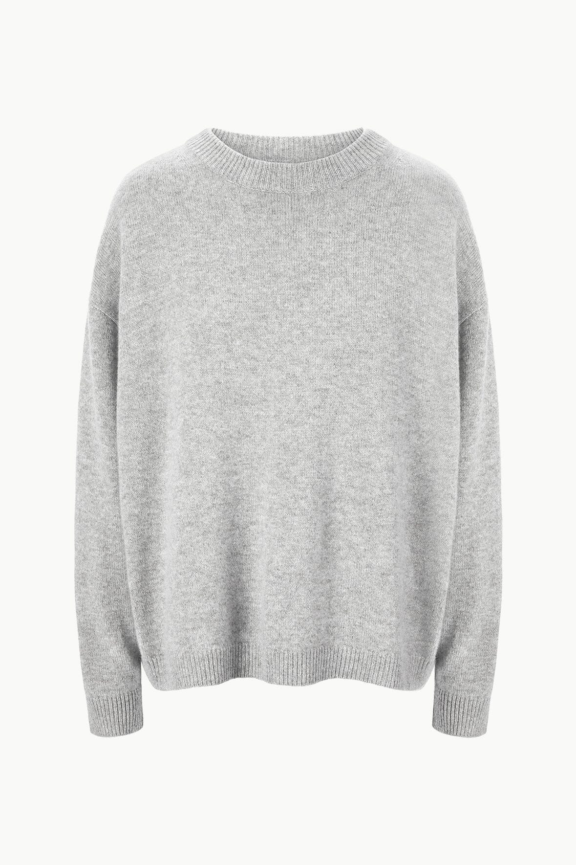 STAUD SERRANO CASHMERE RELAXED CREW HEATHER GREY - 4