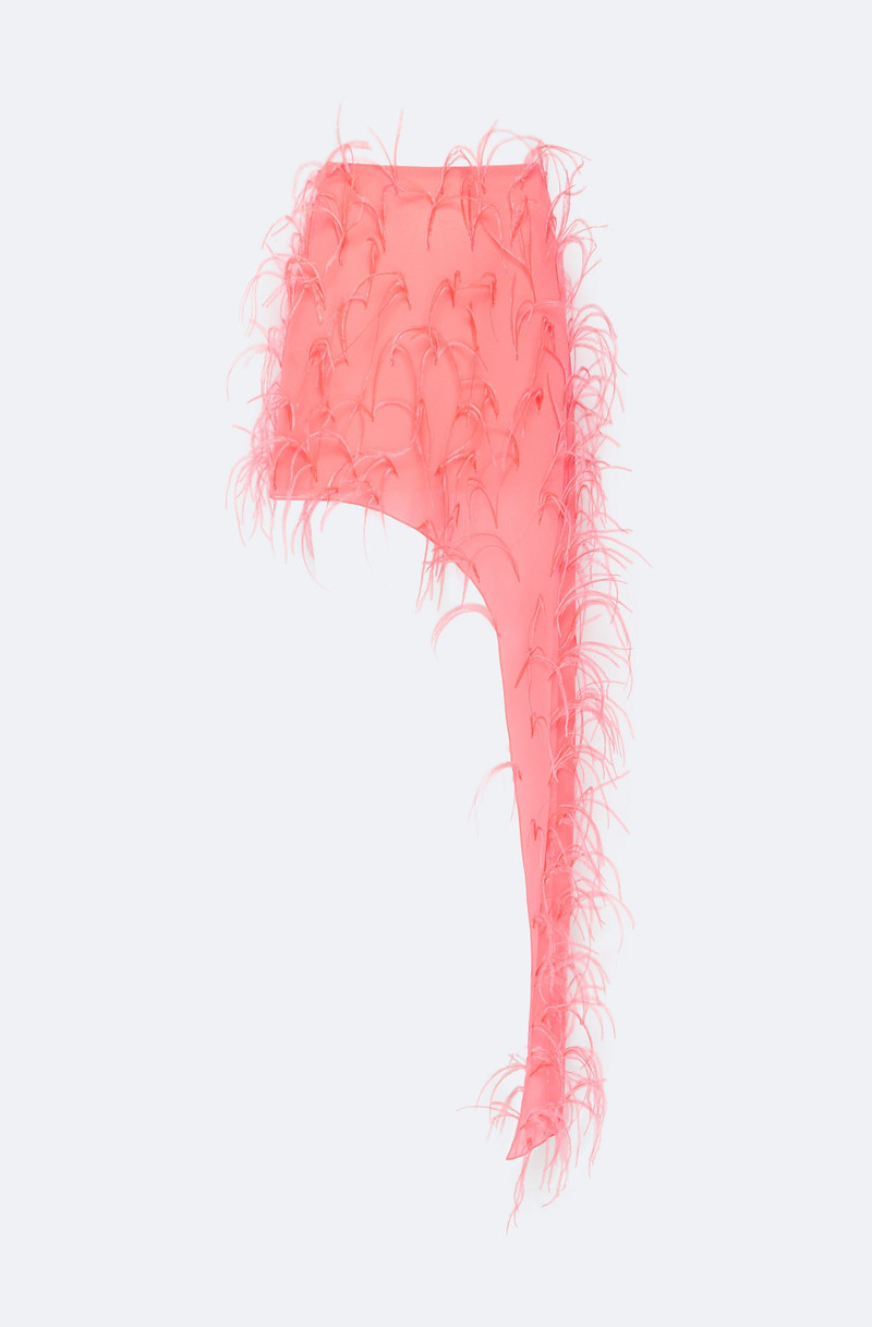 Lightweight Georgette Skirt With Feathers 1