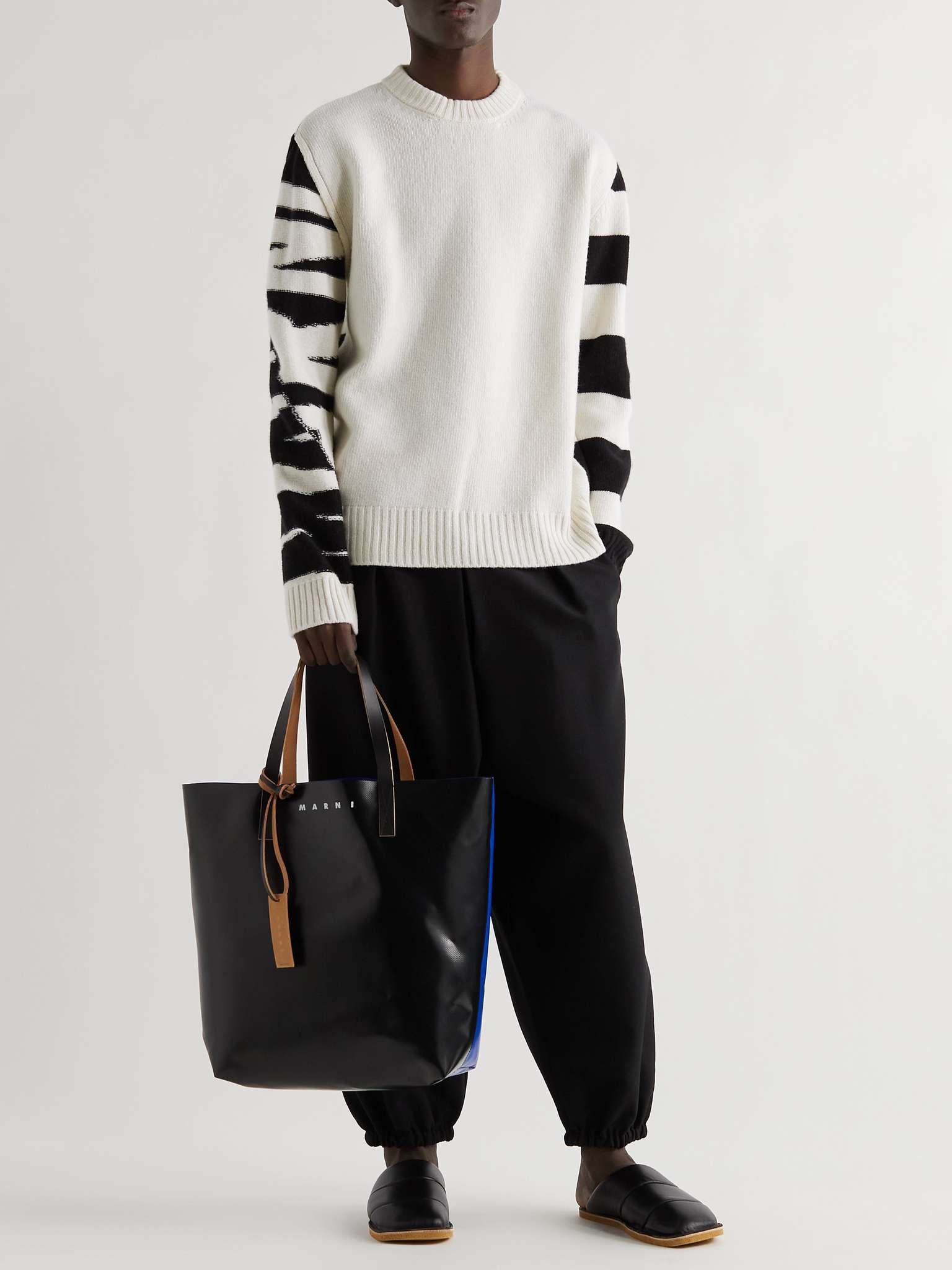 Striped Logo-Intarsia Wool Sweater - 2