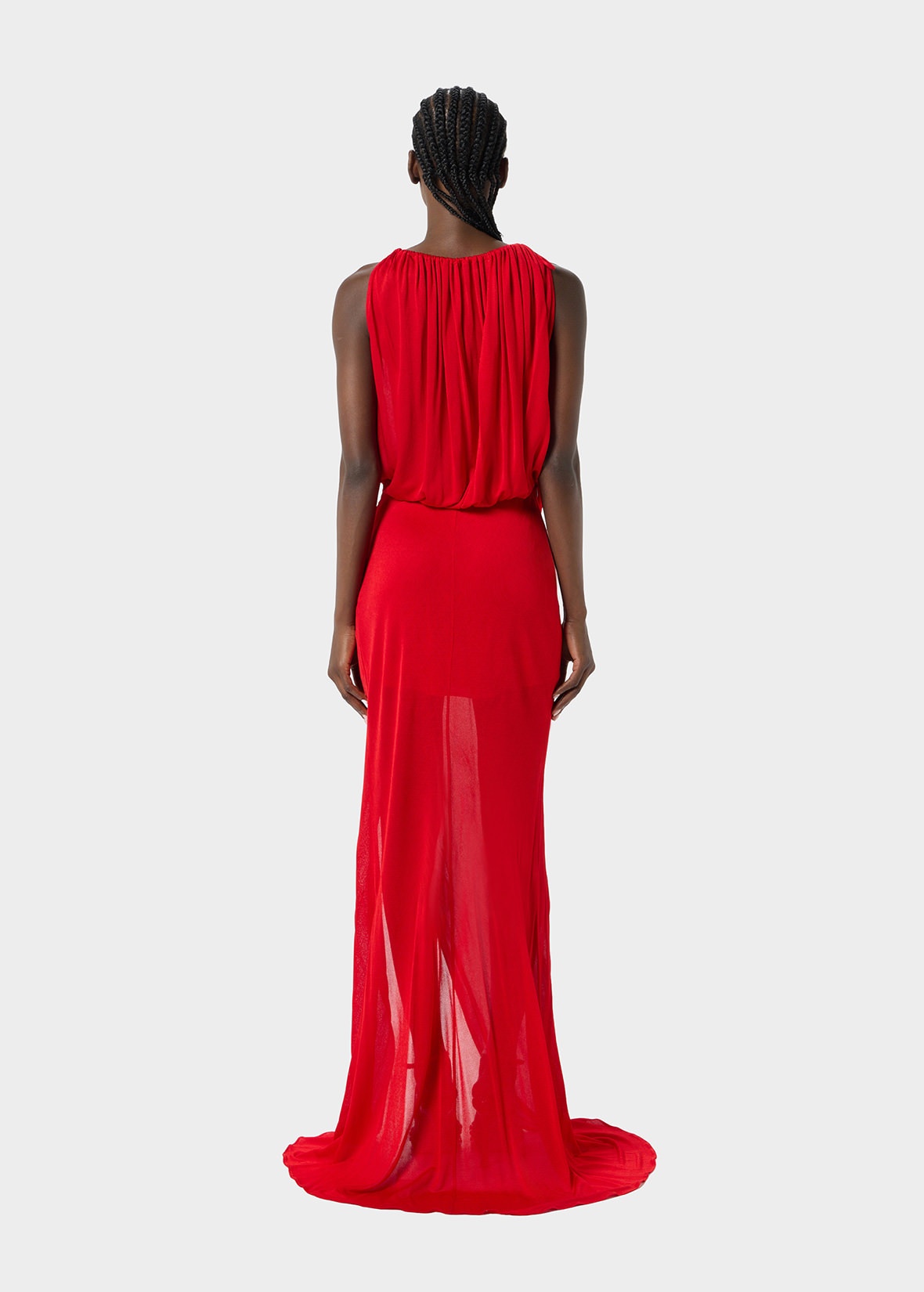 JERSEY LONG DRESS WITH DRAPES - 4