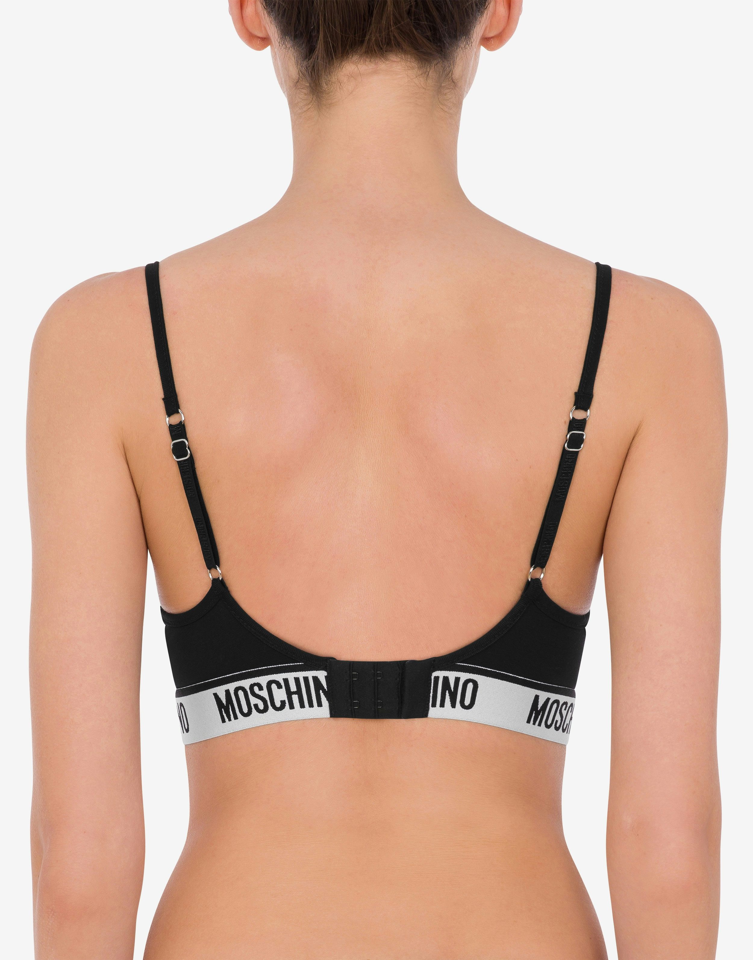 BLACK & WHITE STRETCH JERSEY BRA - 3