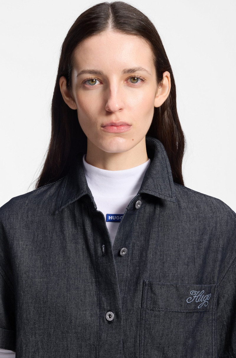 RELAXED-FIT CROPPED BLOUSE IN LIGHTWEIGHT DENIM 4