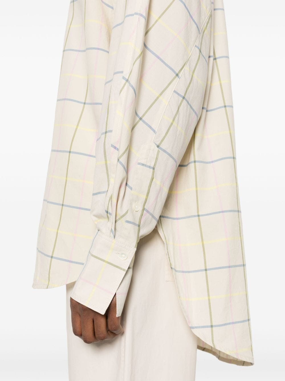 windowpane-print poplin shirt - 5