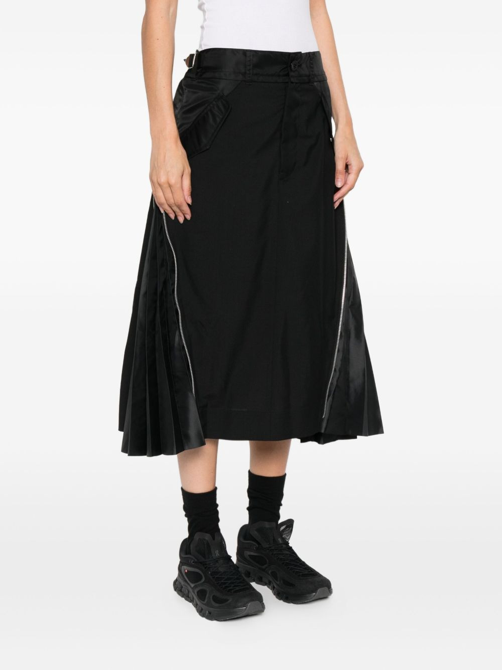 zip-detail pleated skirt - 3