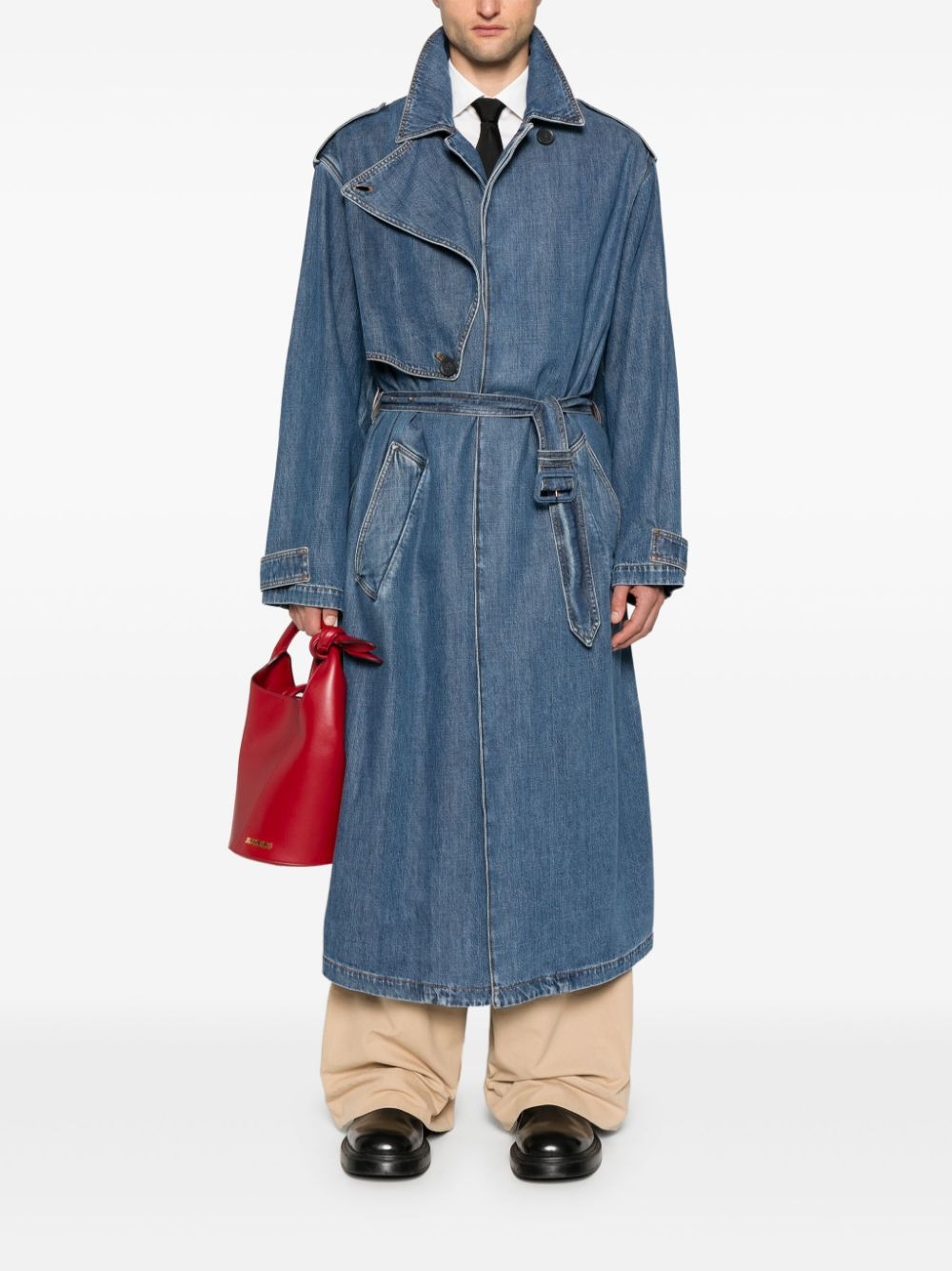 denim trench coat - 2