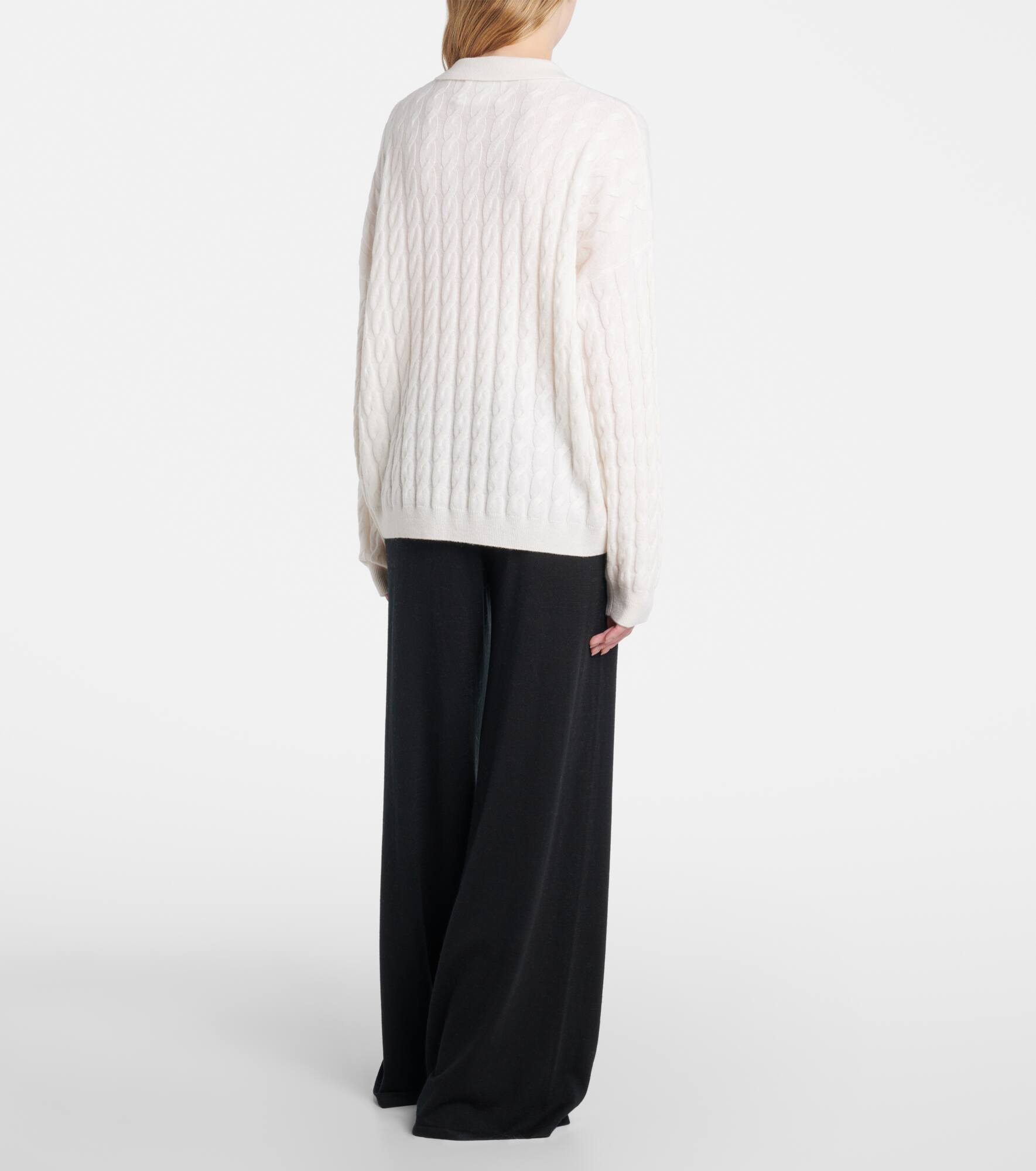 Magnolie cable-knit cashmere polo sweater - 3