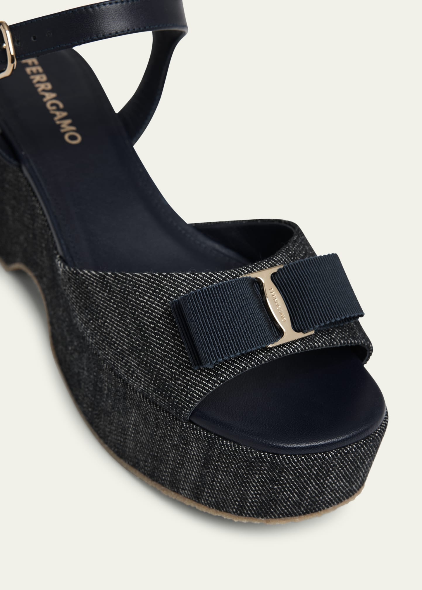 Selna Denim Bow Platform Sandals - 4