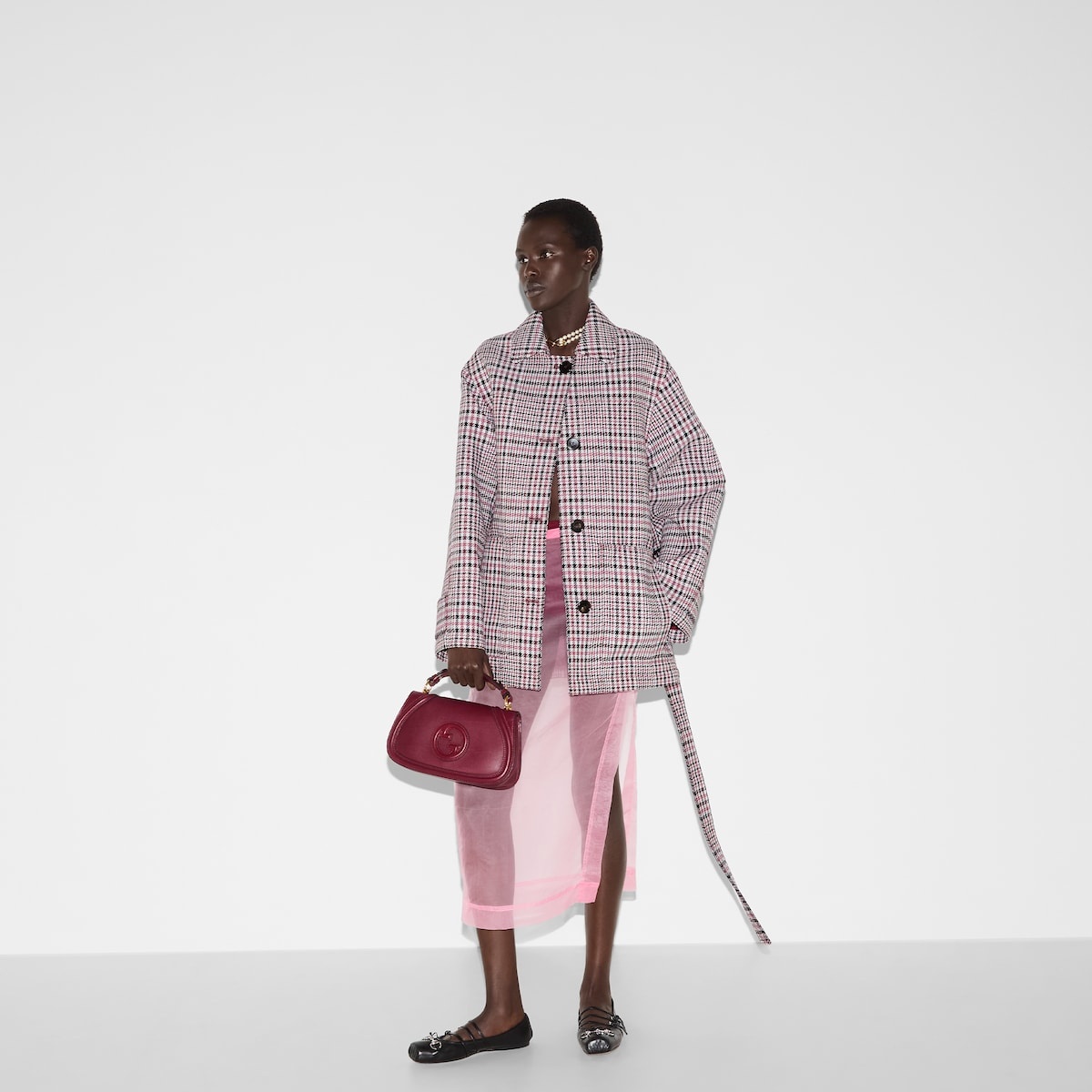 Check wool crêpe jacket - 7