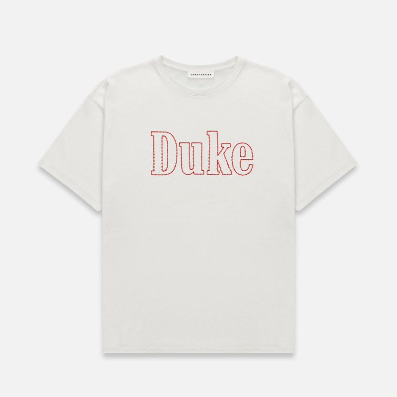 Duke Vintage White Chainstitch T-Shirt 1