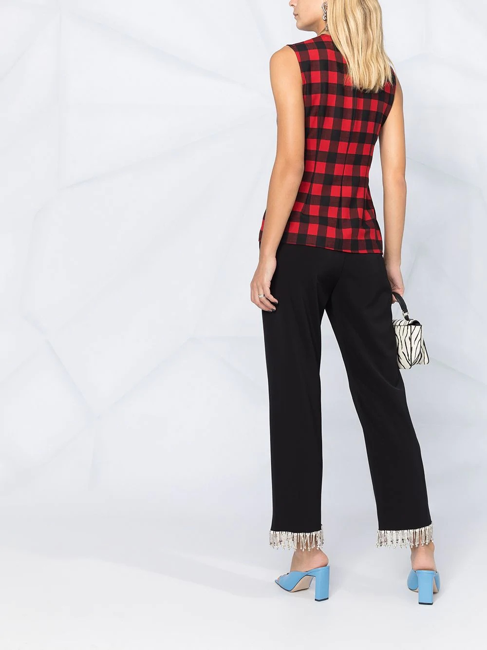 pleated-front checked top - 4