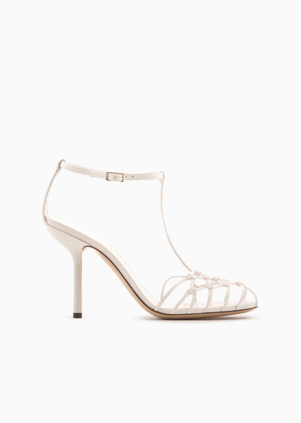 Nappa-leather T-sandals with mesh-weave heels - 1