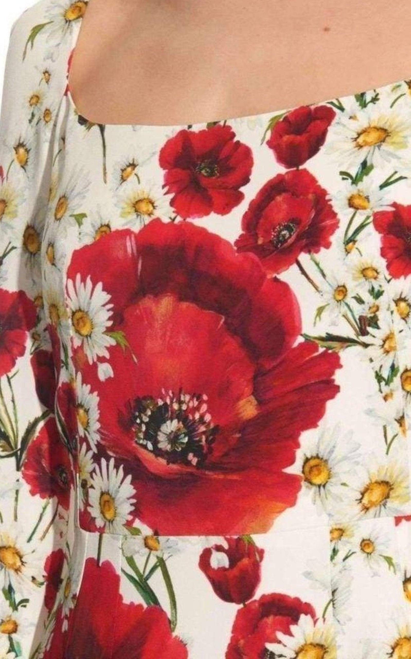 Daisy and Poppy Print Silk Blend Dress - 5