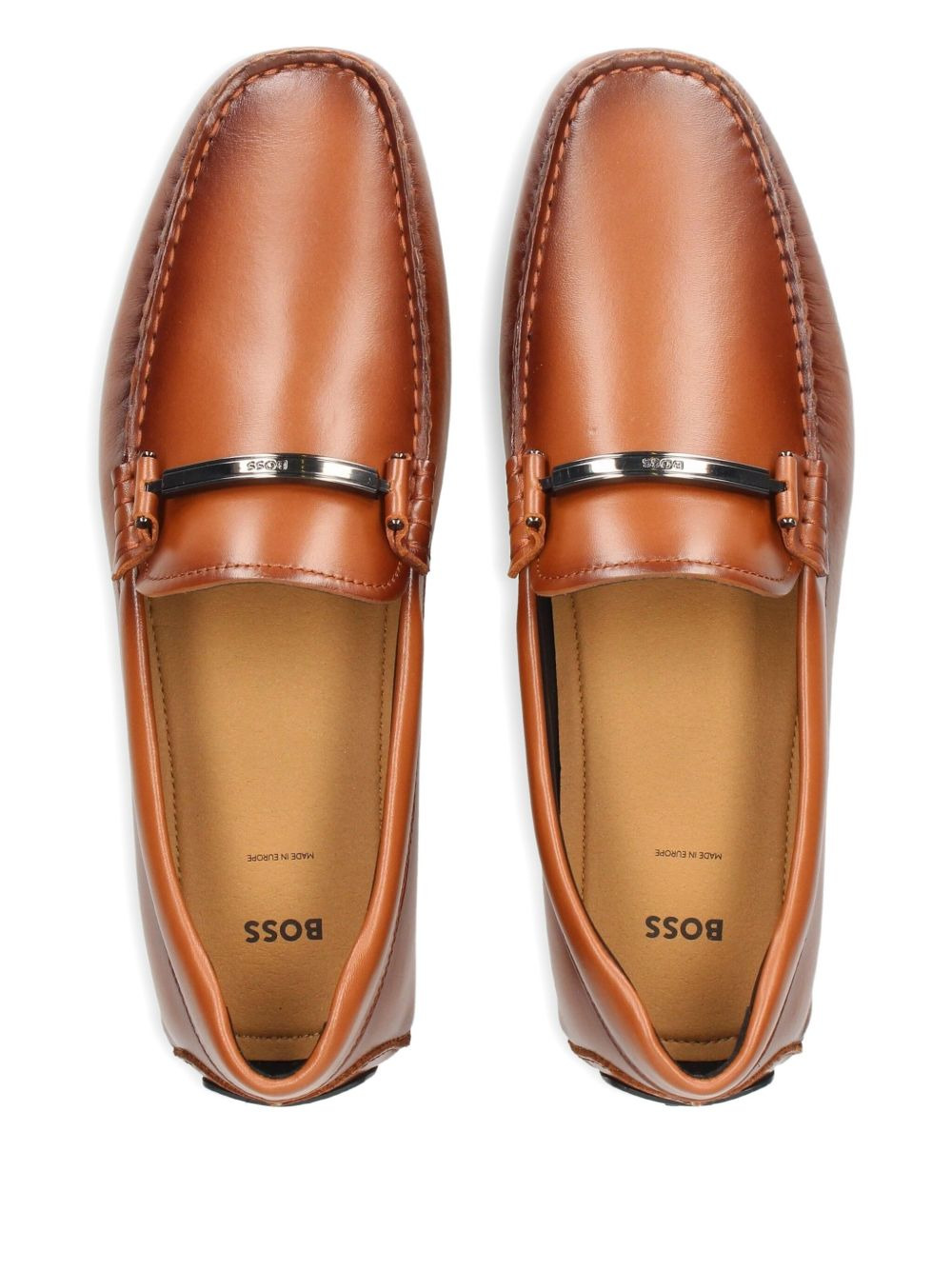 leather metal-bar loafers - 3