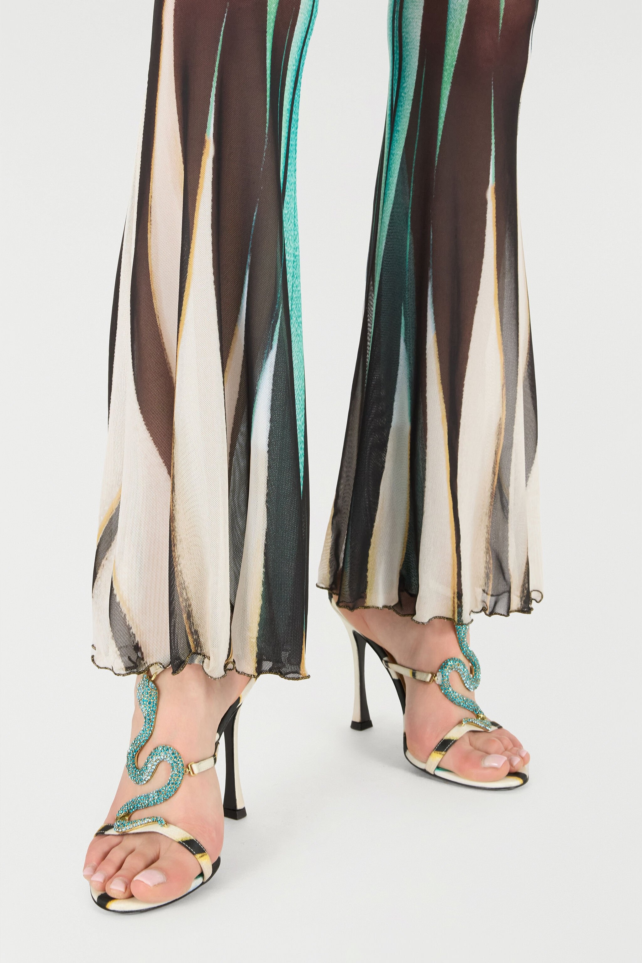 Ray Of Sea Print Flared Trousers - 7