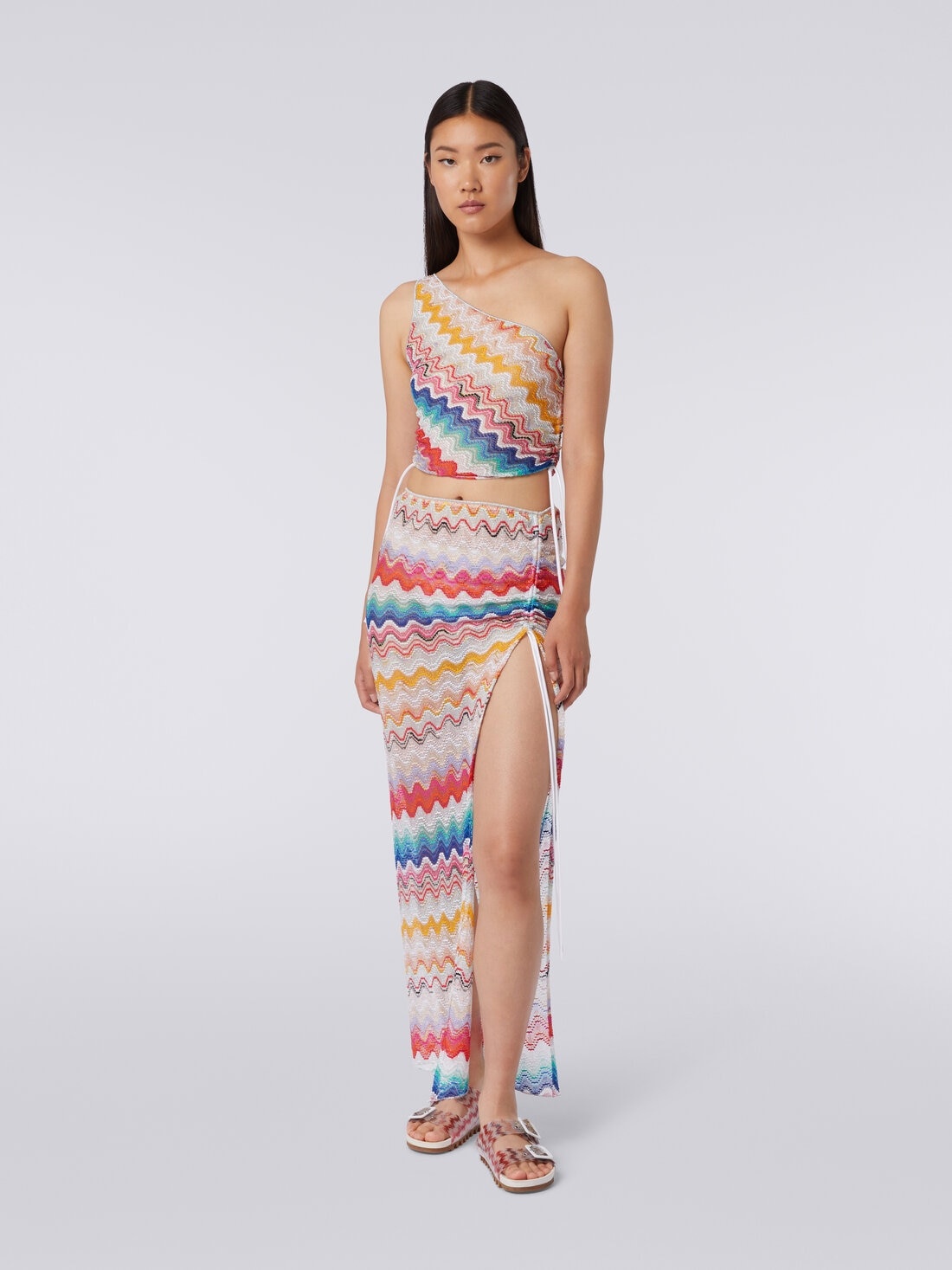 Long wrap-around wave motif skirt - 2