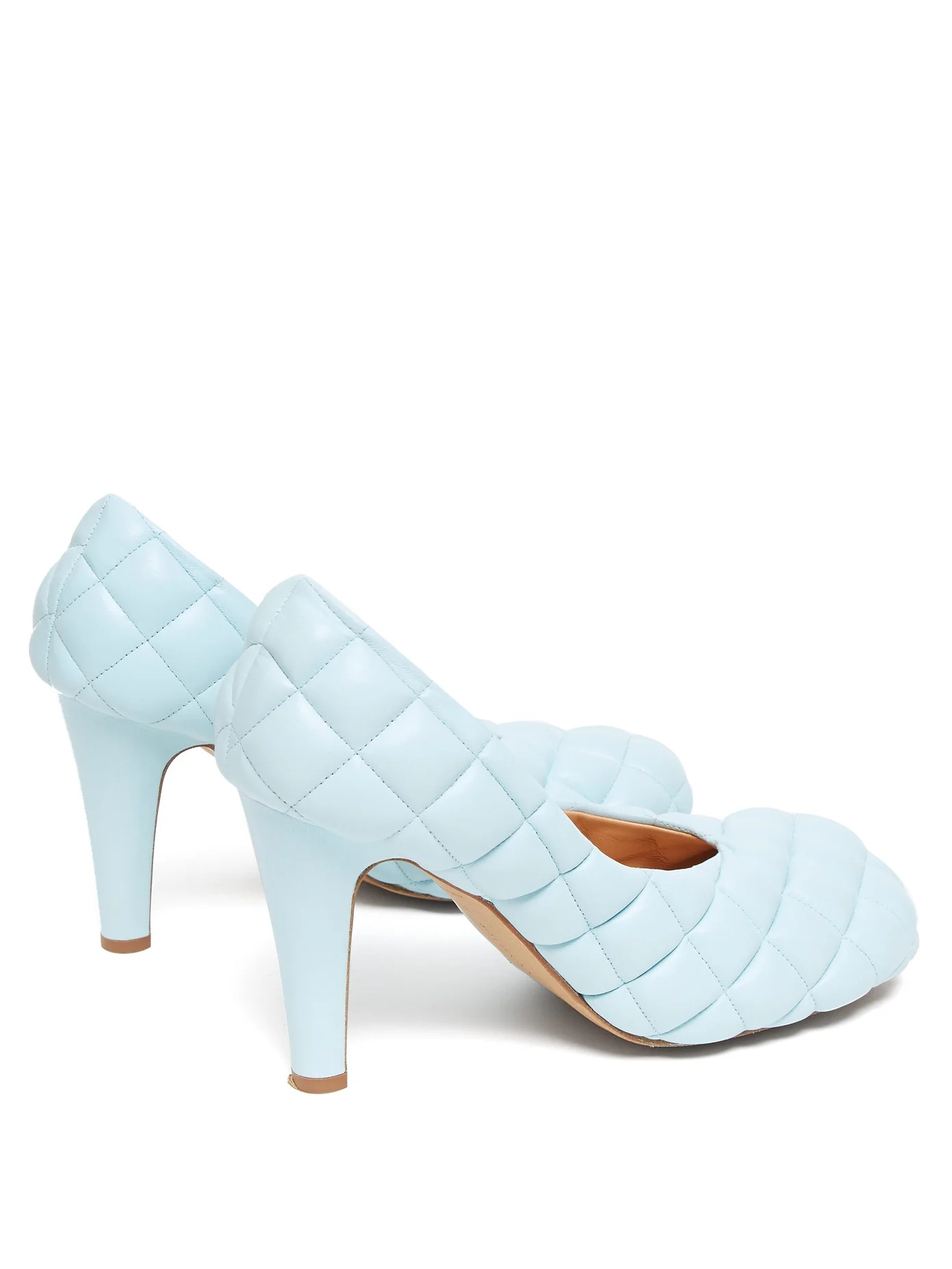 Square-toe quilted-leather pumps - 5