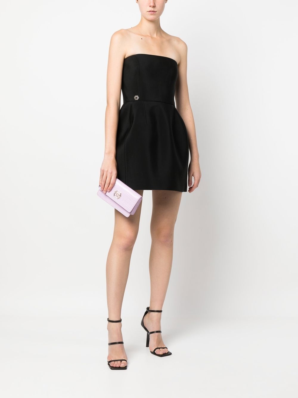 strapless silk mini dress - 2
