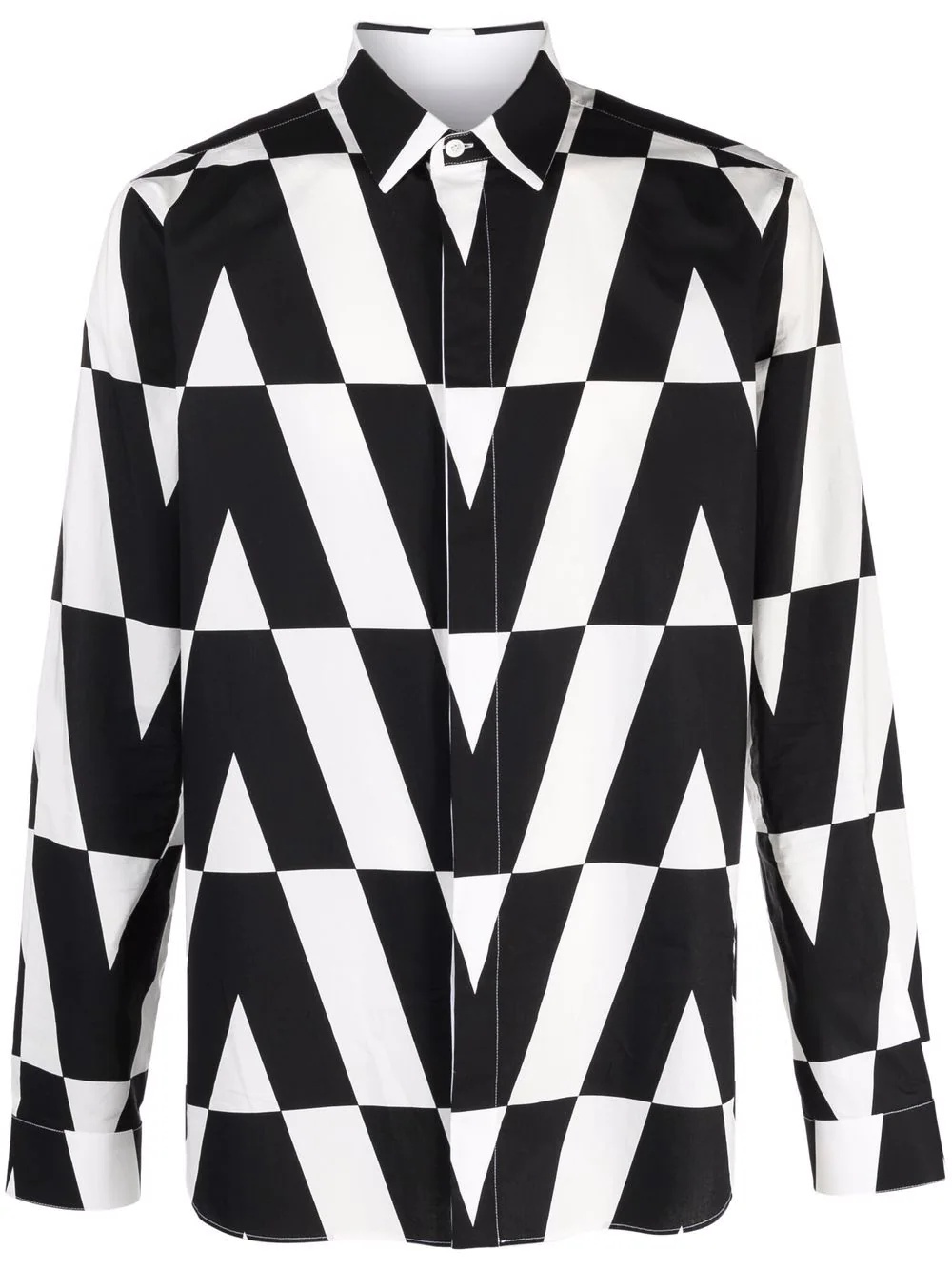 optical logo-print long-sleeve shirt - 1